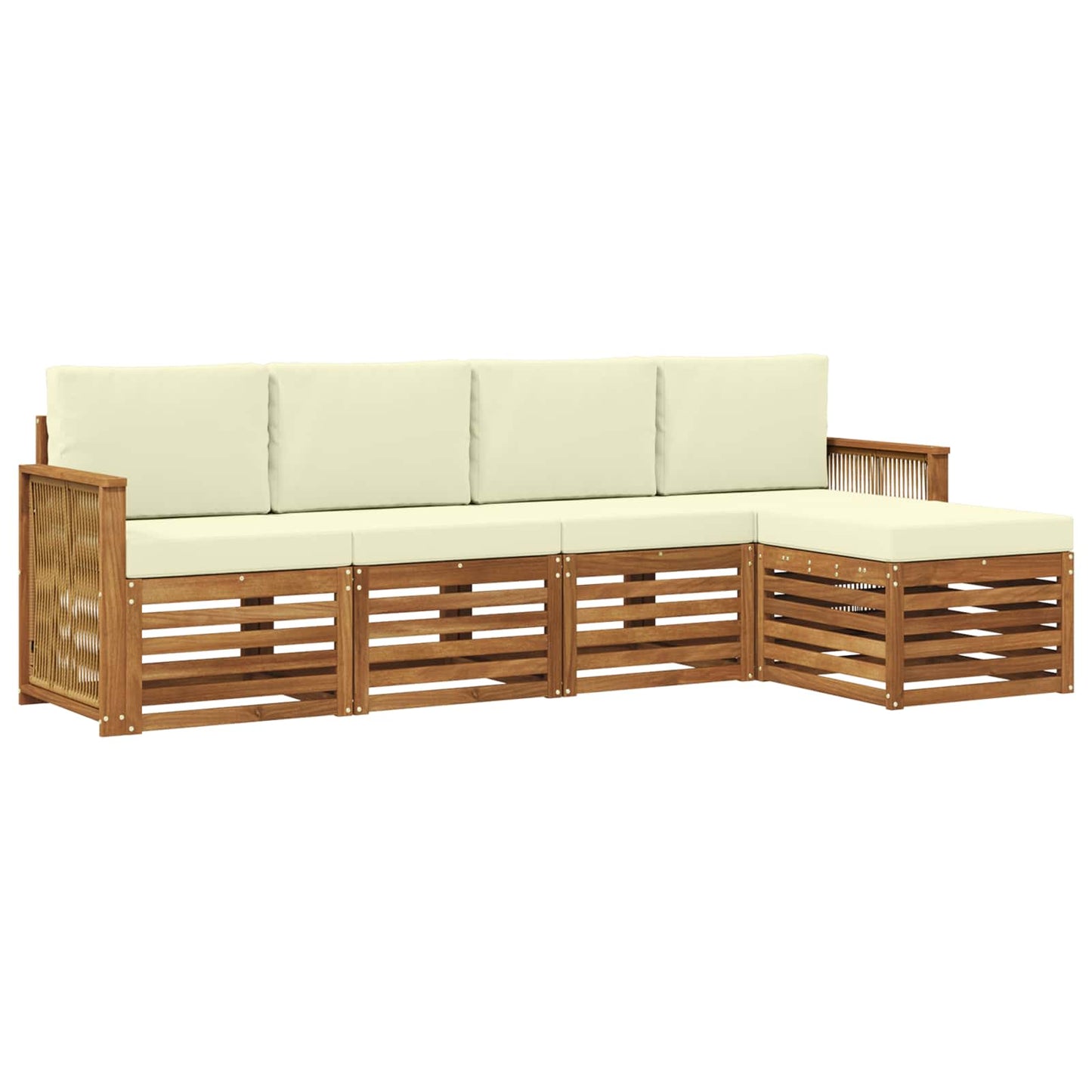 Buiten bankenset met kussen 5 pcs Natuurlijk en Crème is nu te koop bij PeponiXL, paradijselijk wonen!