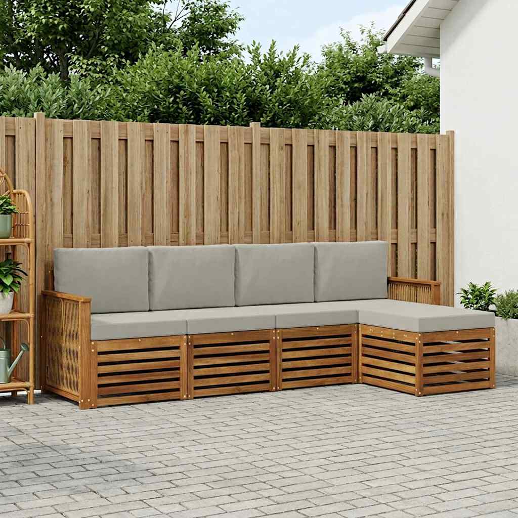 Buiten bankenset met kussen 5 pcs Naturel en lichtgrijs is nu te koop bij PeponiXL, paradijselijk wonen!