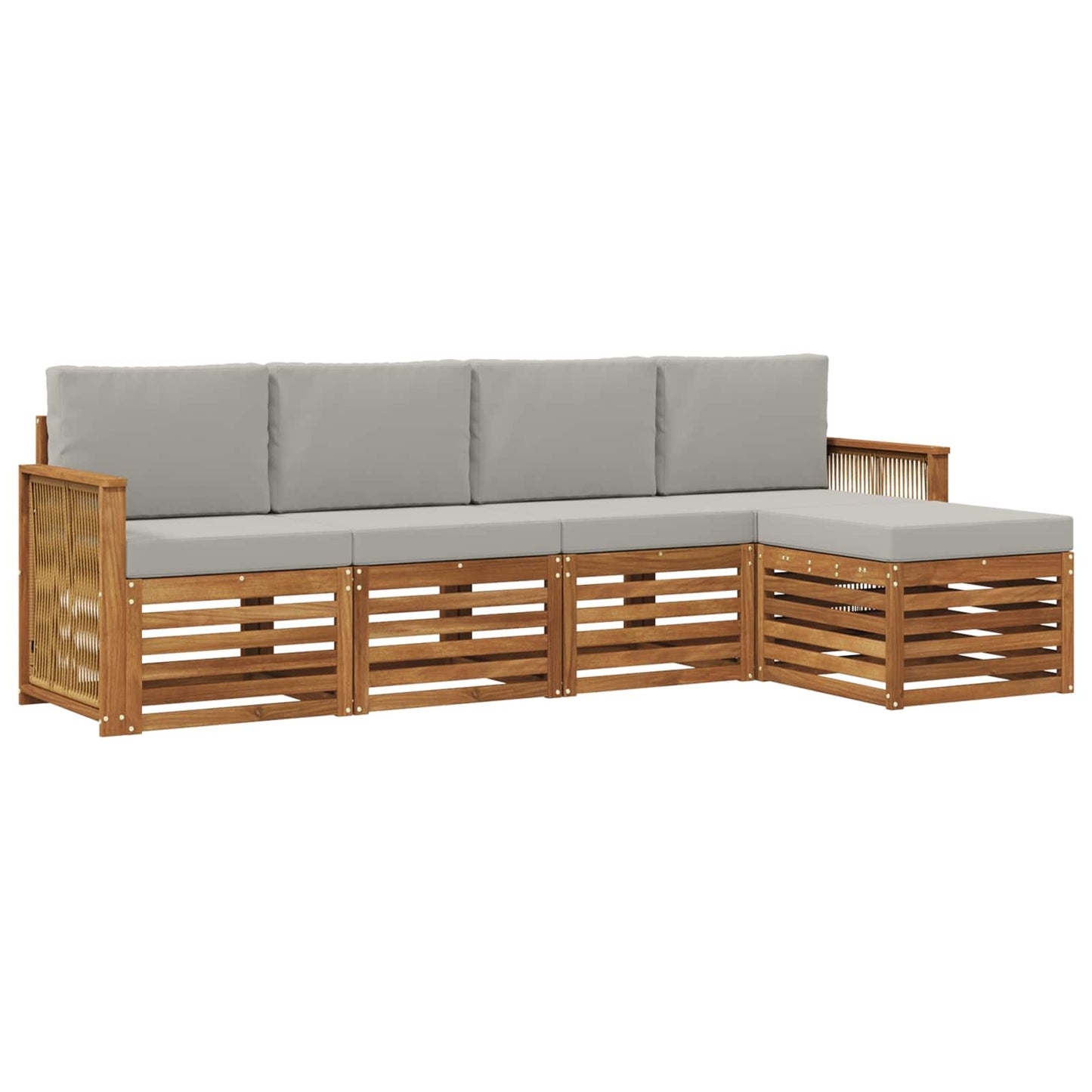 Buiten bankenset met kussen 5 pcs Naturel en lichtgrijs is nu te koop bij PeponiXL, paradijselijk wonen!