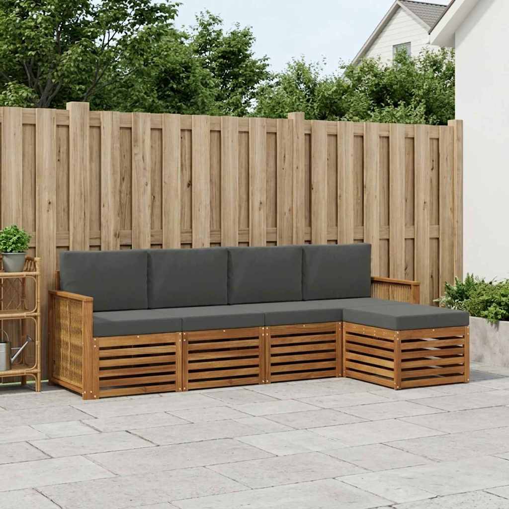 Buiten bankenset met kussen 5 pcs Natuurlijk en Antraciet is nu te koop bij PeponiXL, paradijselijk wonen!