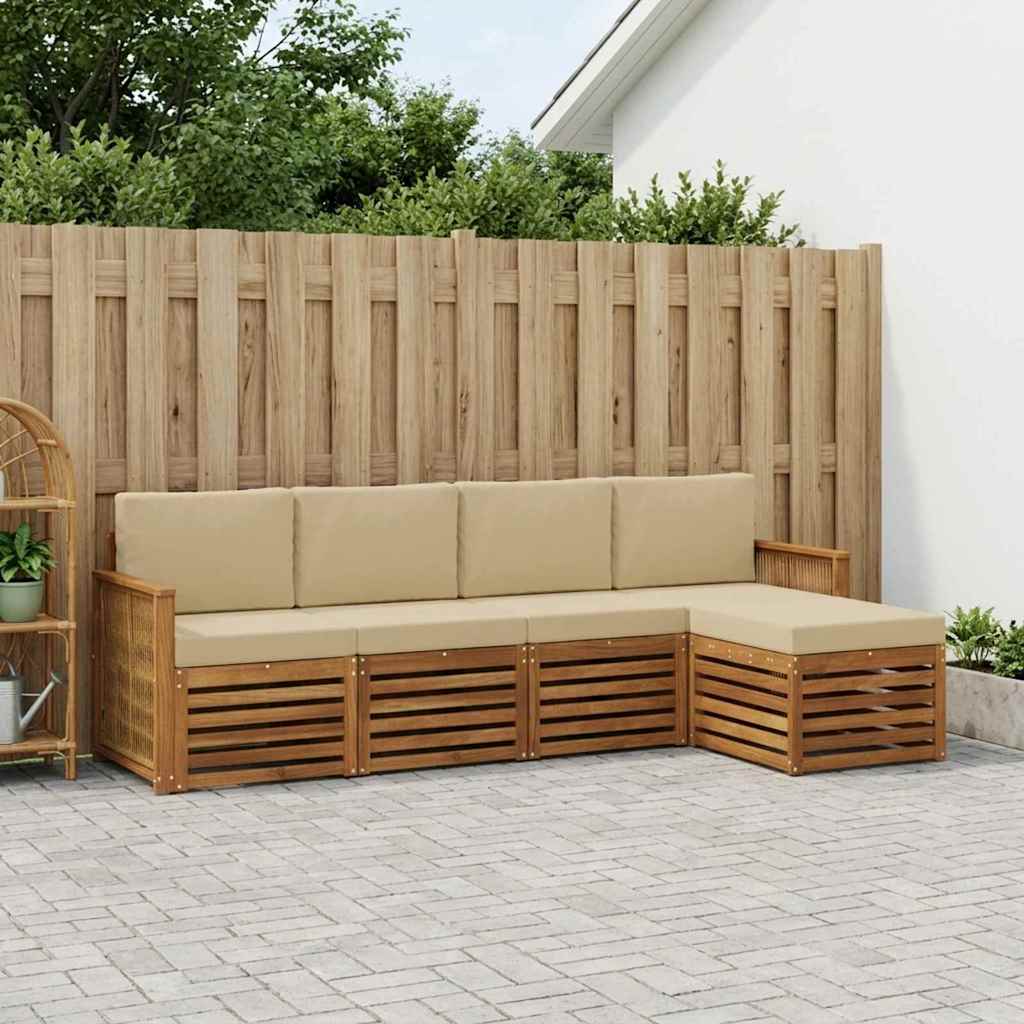 Buiten bankenset met kussen 5 pcs Natuurlijk en Beige is nu te koop bij PeponiXL, paradijselijk wonen!