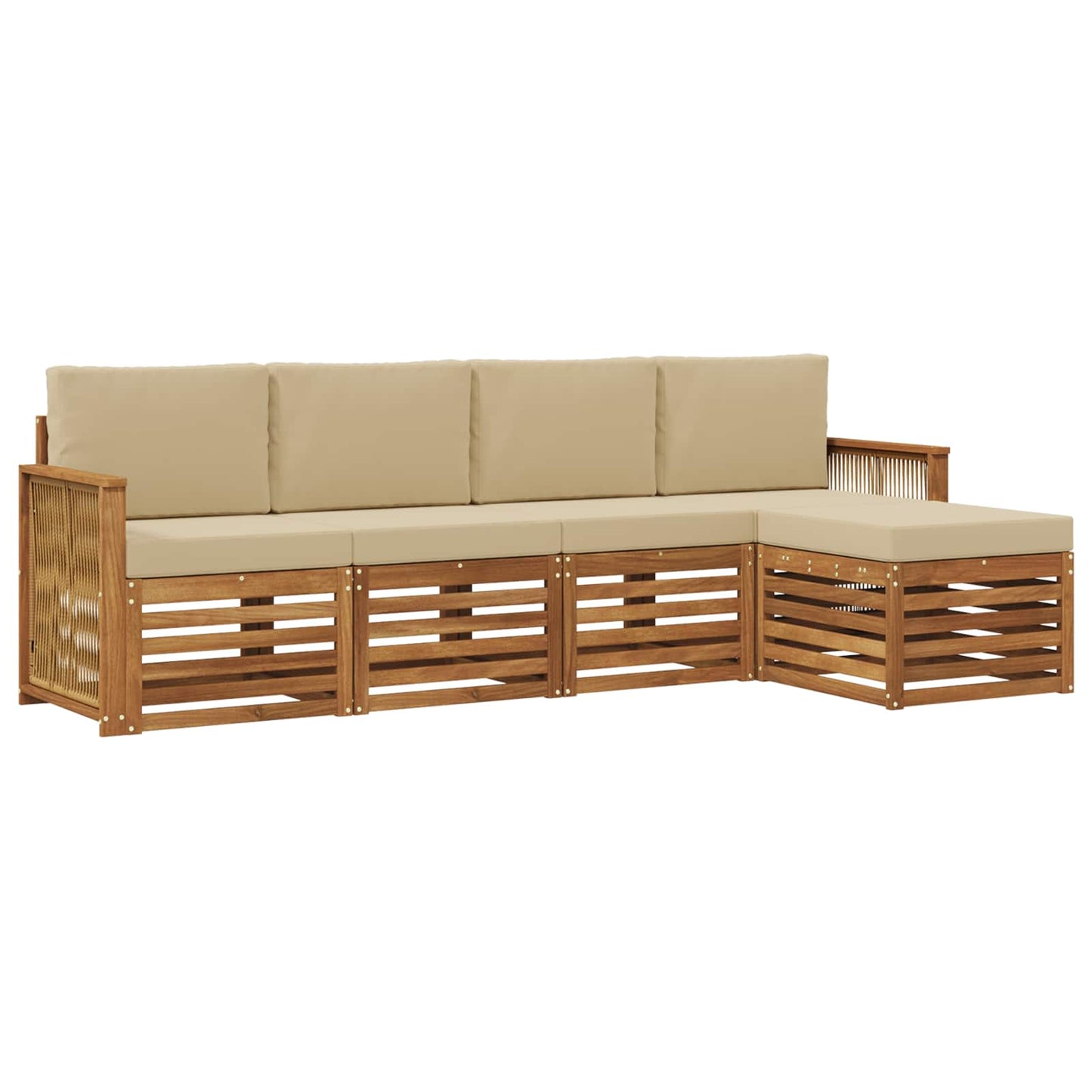 Buiten bankenset met kussen 5 pcs Natuurlijk en Beige is nu te koop bij PeponiXL, paradijselijk wonen!