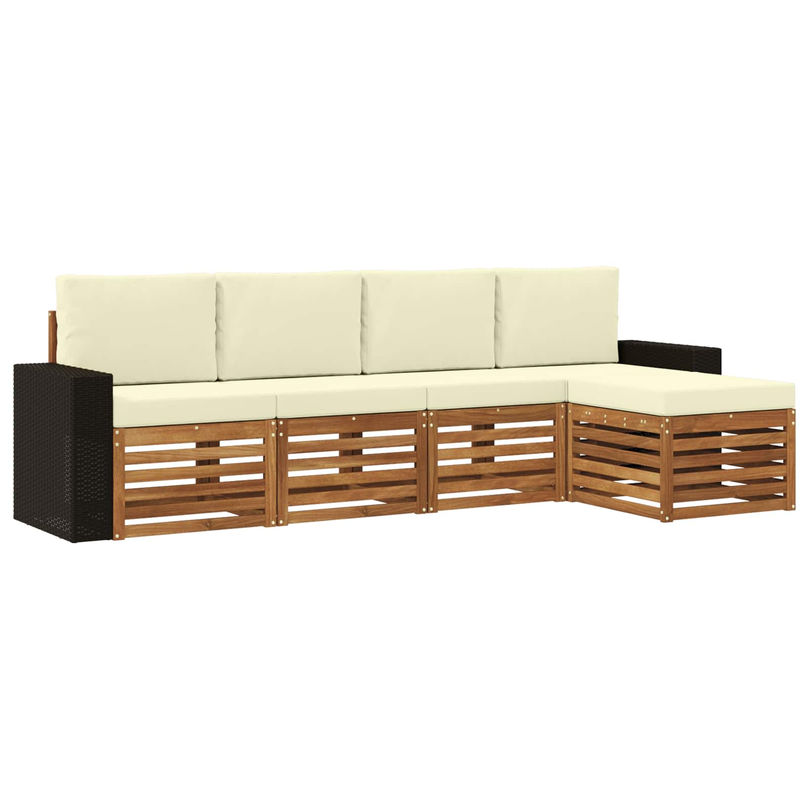 Buiten bankenset met kussen 5 pcs Natuurlijk en Crème is nu te koop bij PeponiXL, paradijselijk wonen!