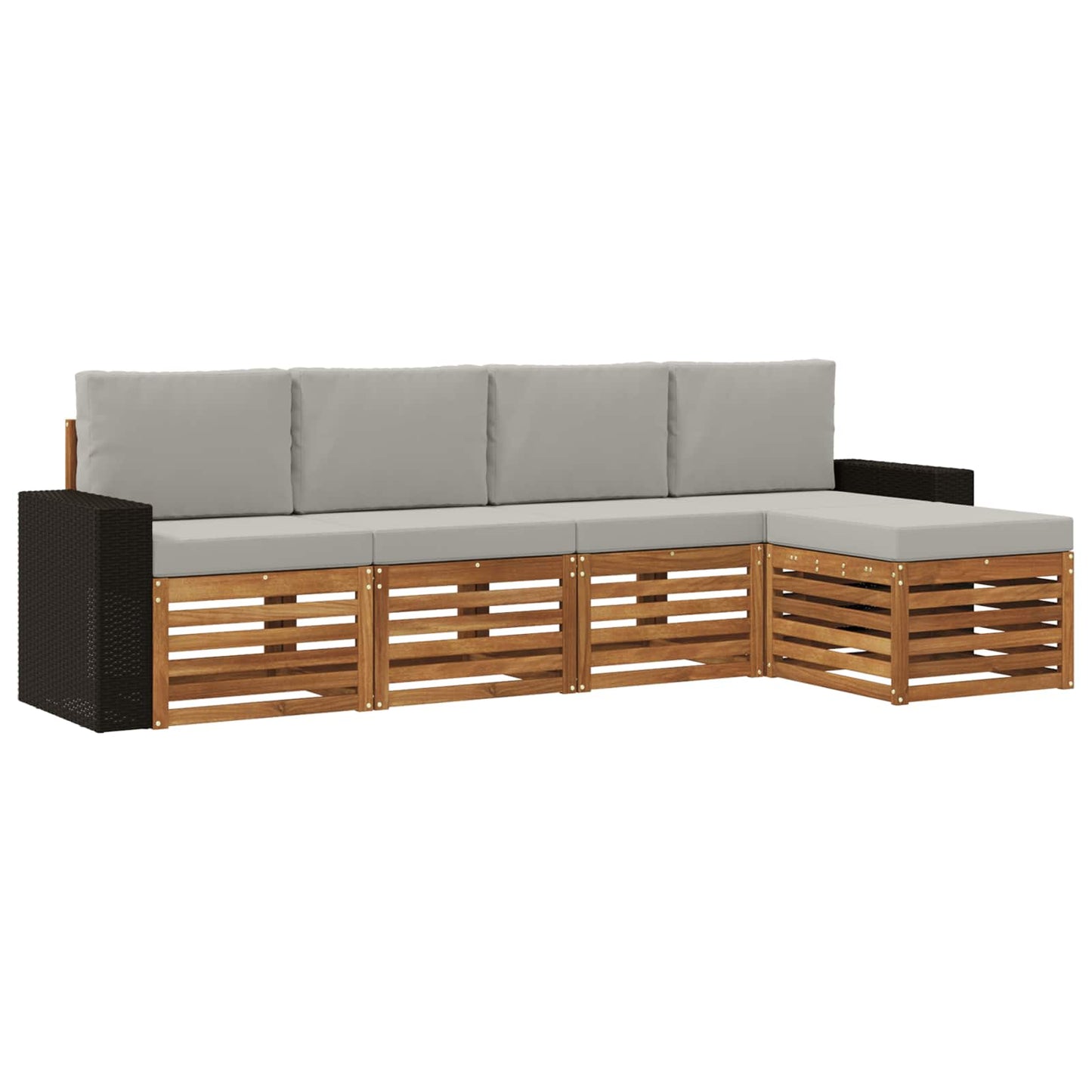 Buiten bankenset met kussen 5 pcs Naturel en lichtgrijs is nu te koop bij PeponiXL, paradijselijk wonen!
