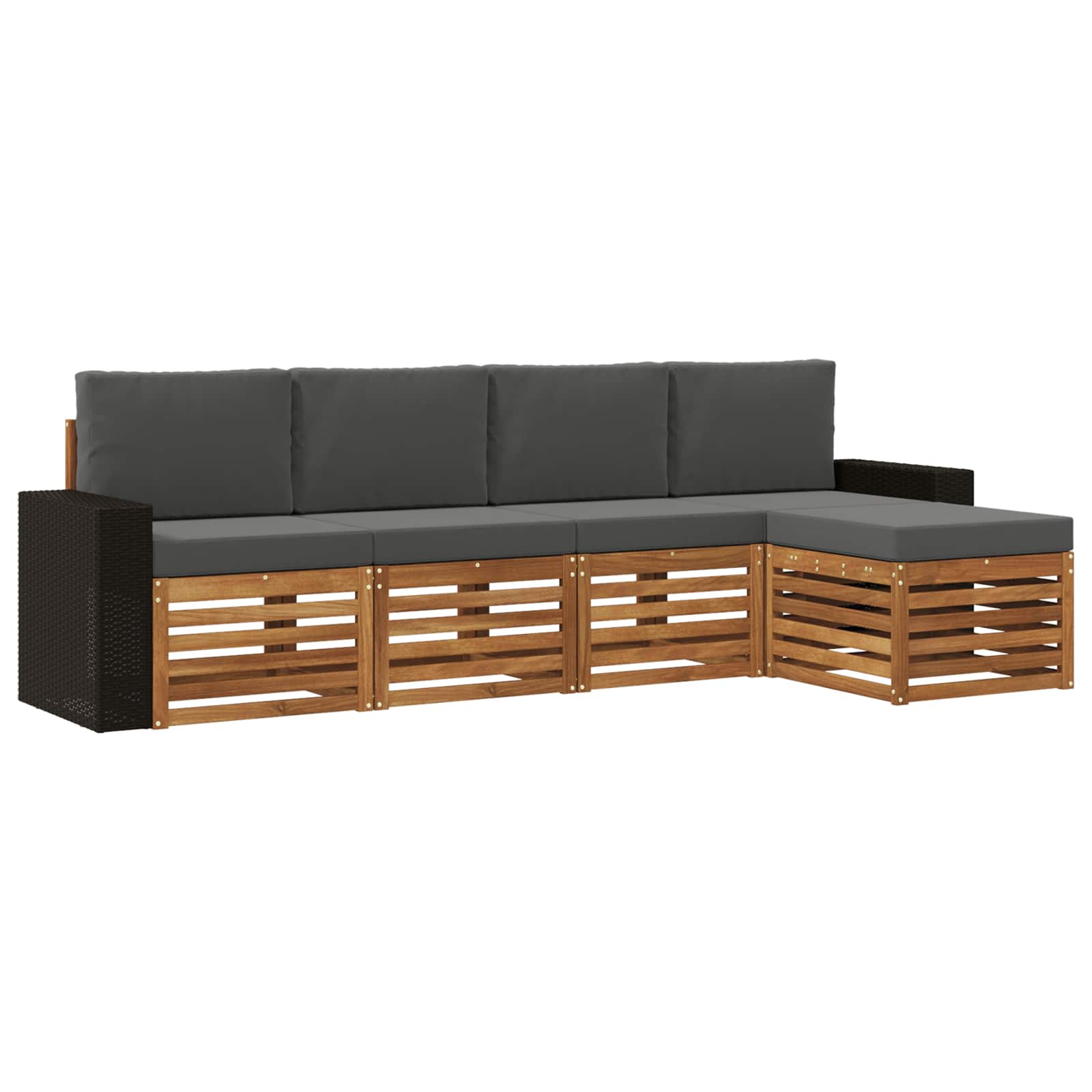Buiten bankenset met kussen 5 pcs Natuurlijk en Antraciet is nu te koop bij PeponiXL, paradijselijk wonen!