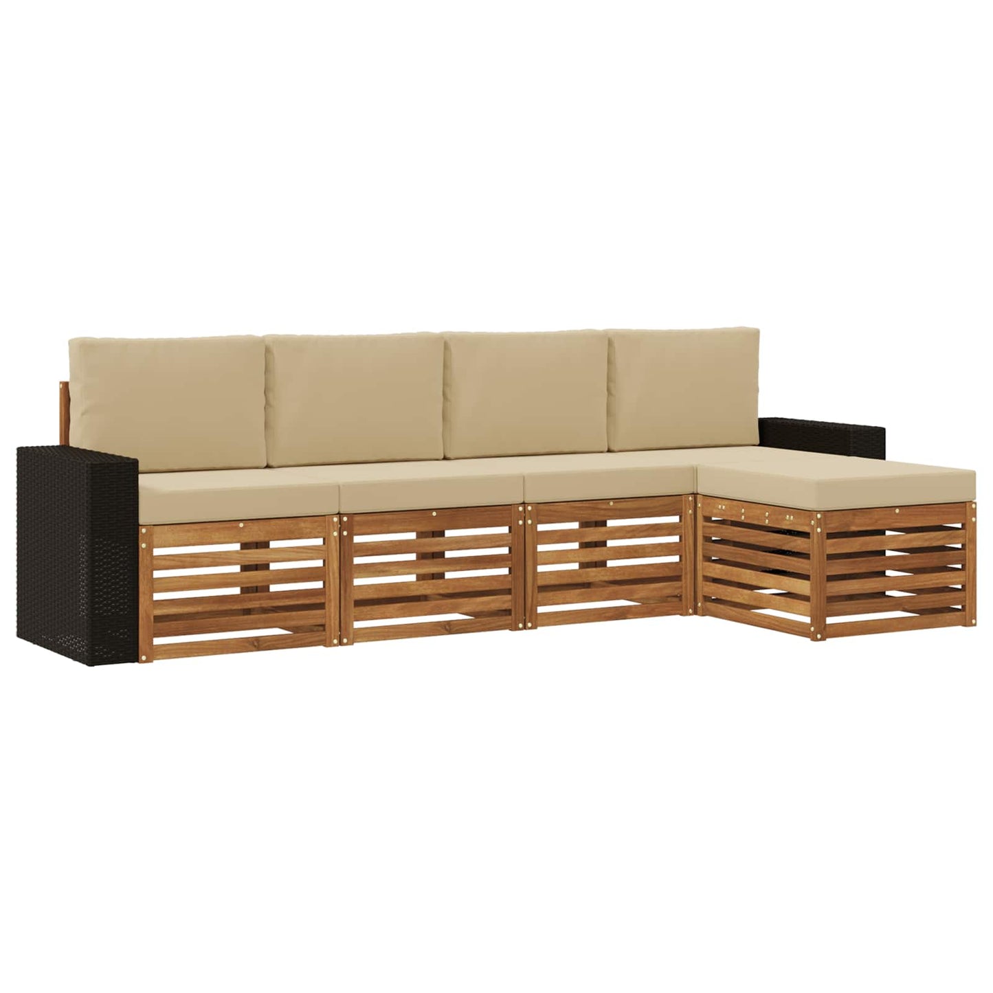 Buiten bankenset met kussen 5 pcs Natuurlijk en Beige is nu te koop bij PeponiXL, paradijselijk wonen!