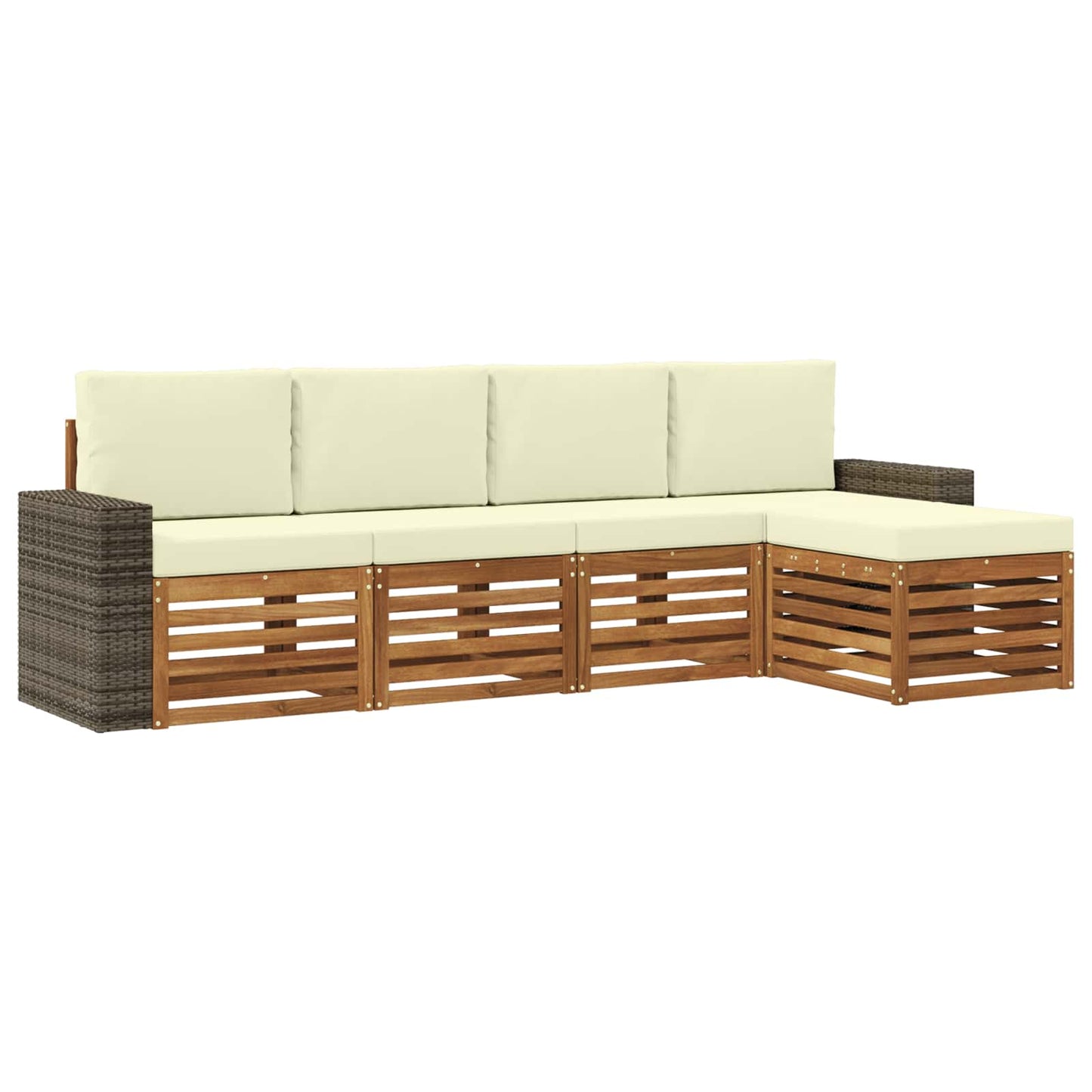 Buiten bankenset met kussen 5 pcs Natuurlijk en Crème is nu te koop bij PeponiXL, paradijselijk wonen!