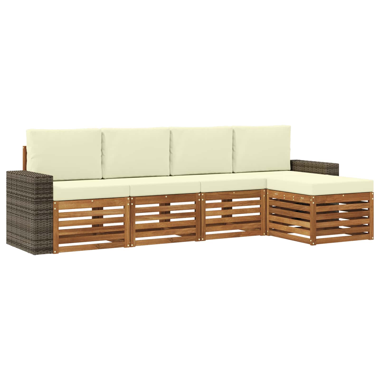 Buiten bankenset met kussen 5 pcs Natuurlijk en Crème is nu te koop bij PeponiXL, paradijselijk wonen!