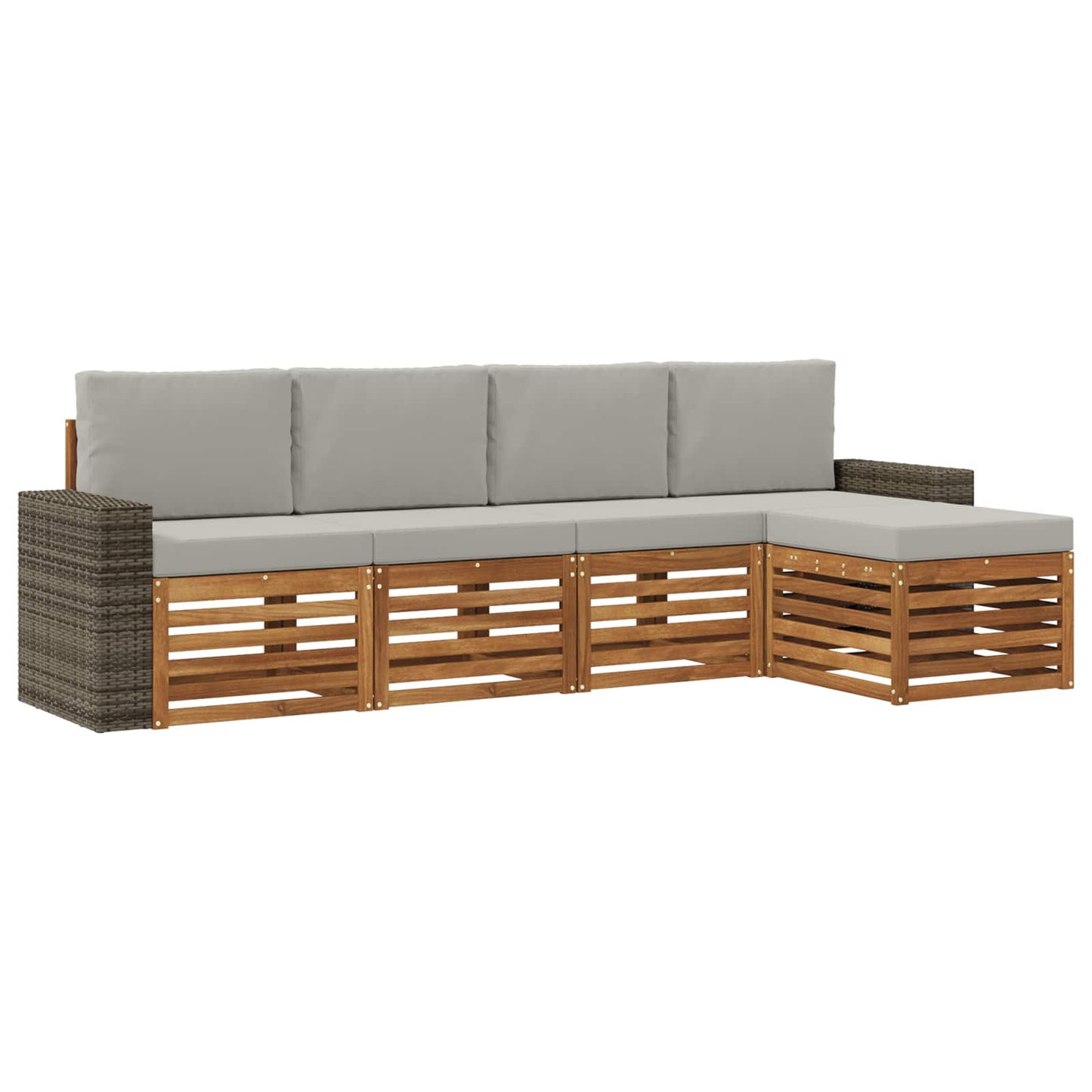 Buiten bankenset met kussen 5 pcs Naturel en lichtgrijs is nu te koop bij PeponiXL, paradijselijk wonen!