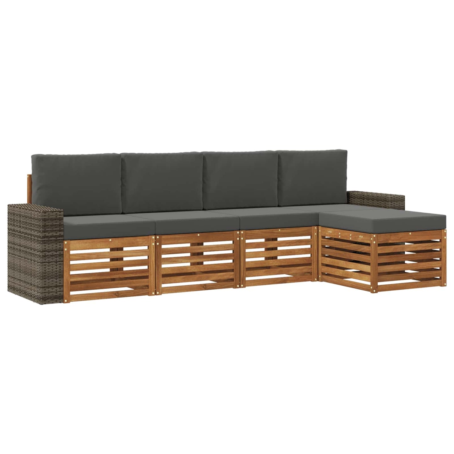 Buiten bankenset met kussen 5 pcs Natuurlijk en Antraciet is nu te koop bij PeponiXL, paradijselijk wonen!