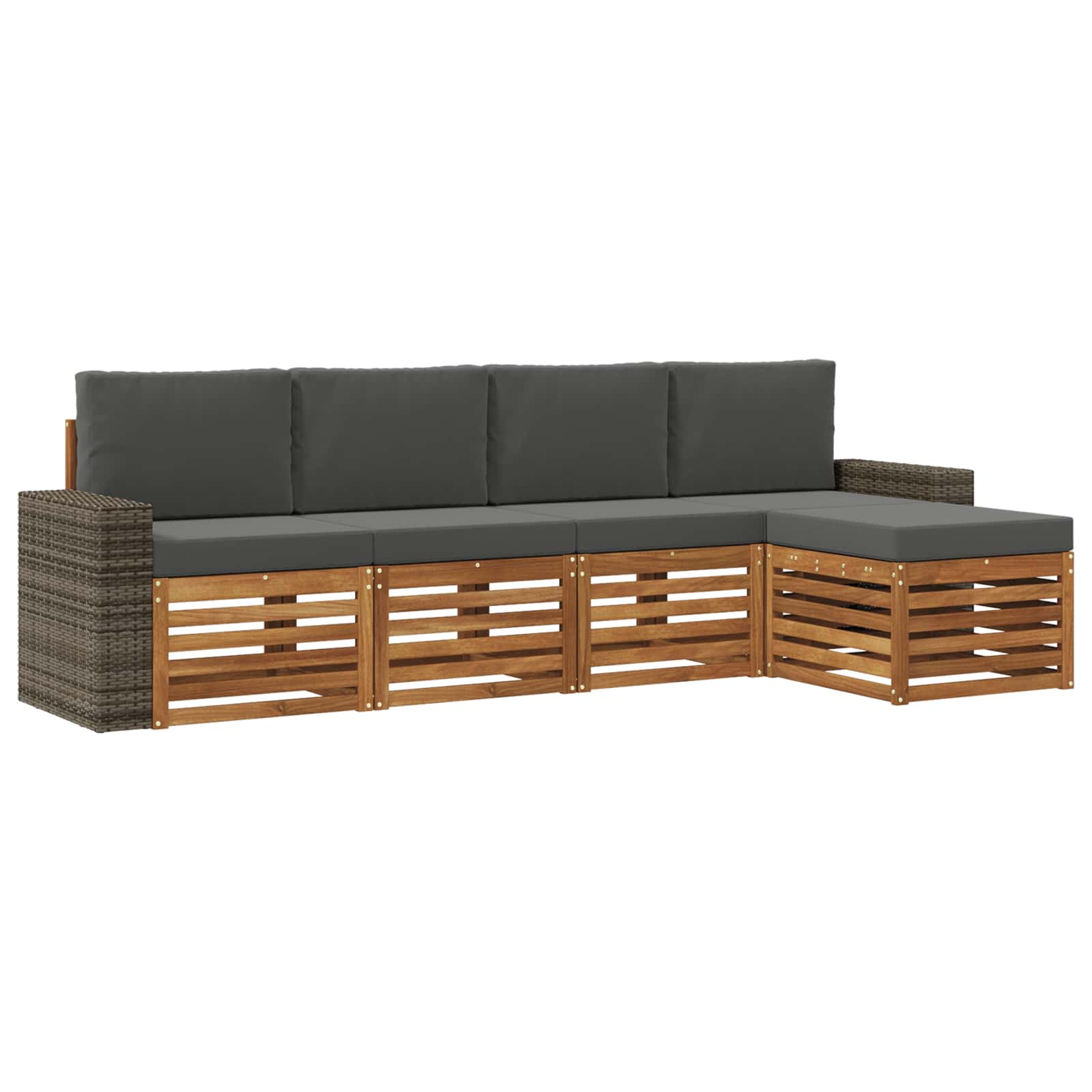 Buiten bankenset met kussen 5 pcs Natuurlijk en Antraciet is nu te koop bij PeponiXL, paradijselijk wonen!