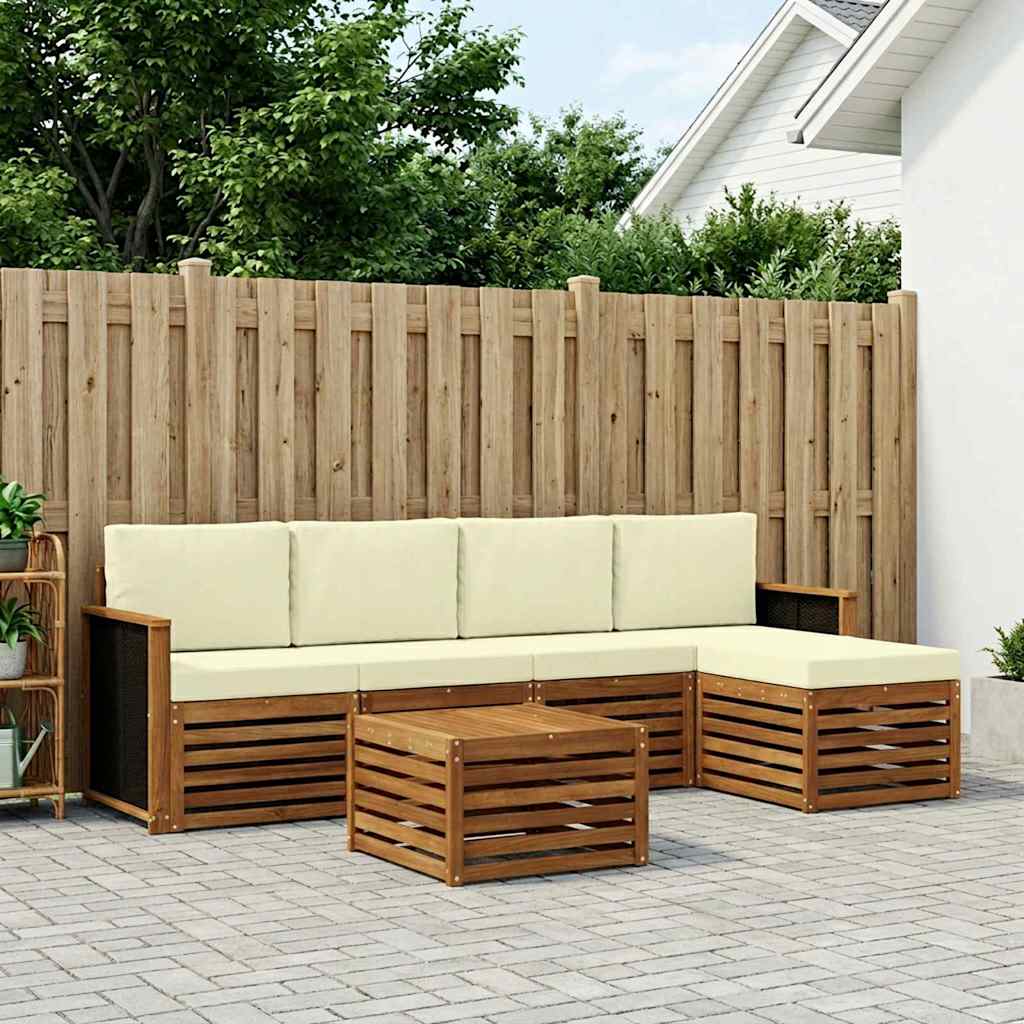Buiten bankenset met kussen 6 pcs Natuurlijk en Crème is nu te koop bij PeponiXL, paradijselijk wonen!