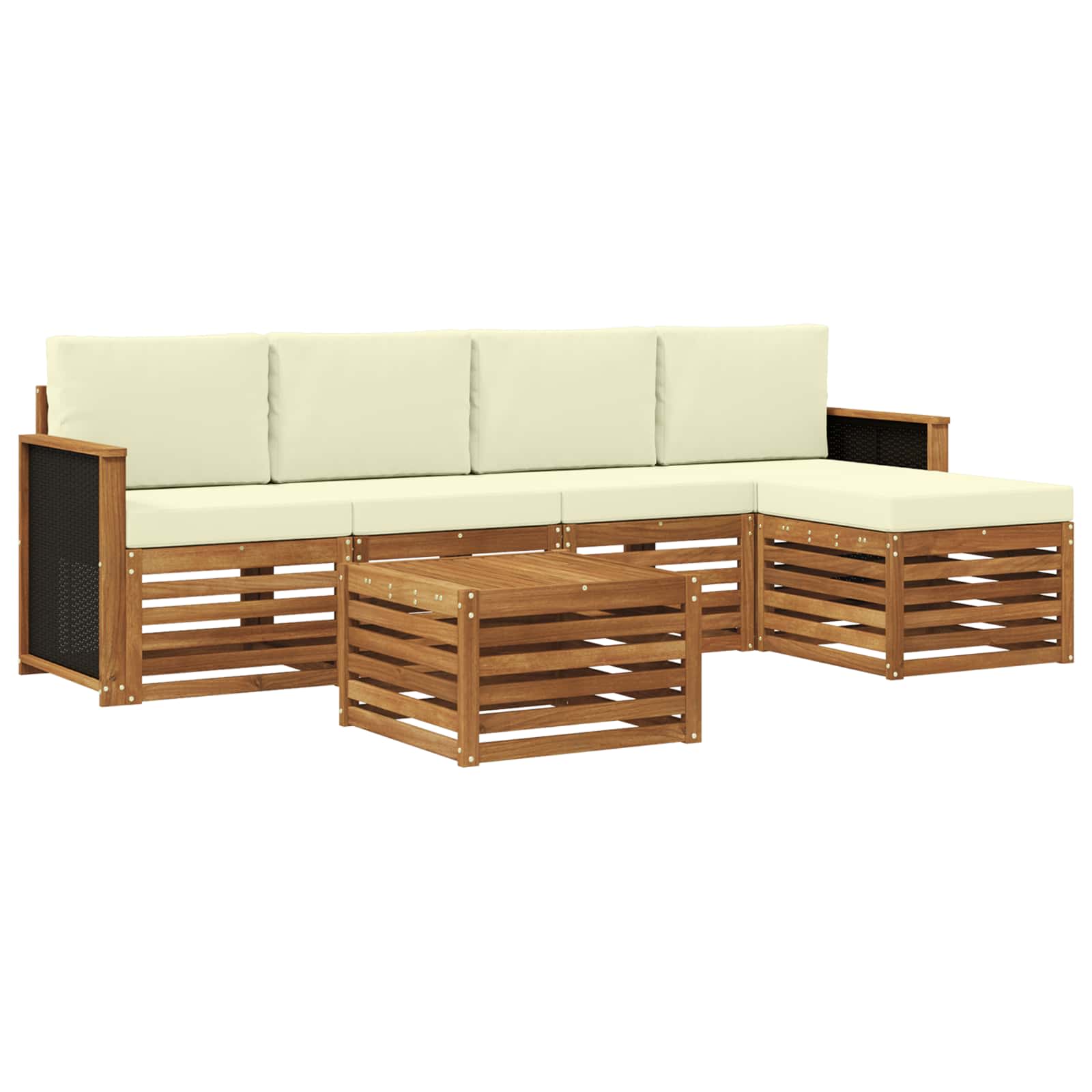 Buiten bankenset met kussen 6 pcs Natuurlijk en Crème is nu te koop bij PeponiXL, paradijselijk wonen!