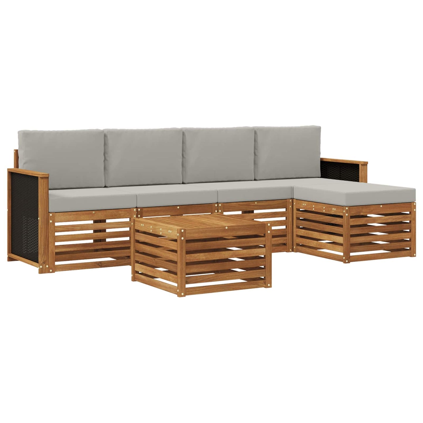 Buiten bankenset met kussen 6 pcs Naturel en lichtgrijs is nu te koop bij PeponiXL, paradijselijk wonen!
