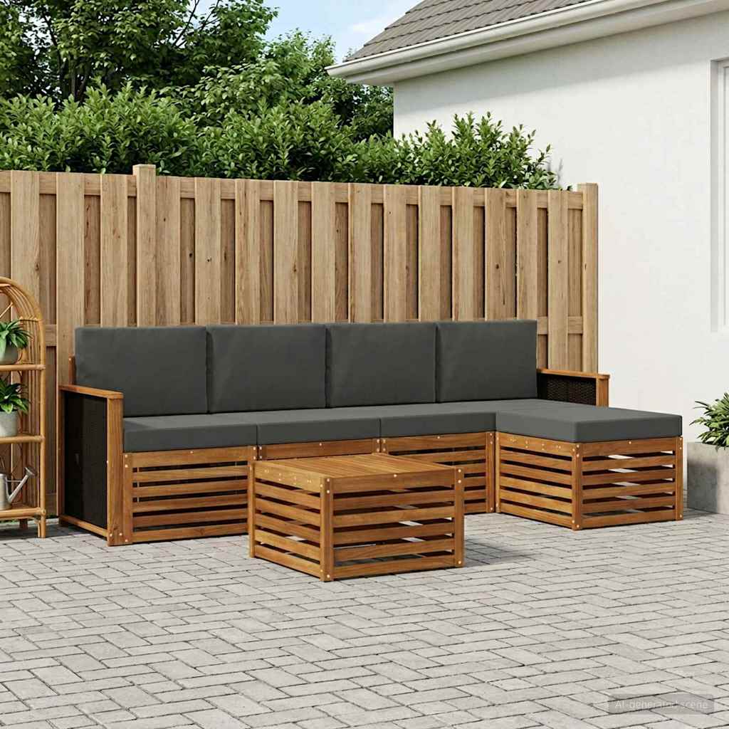 Buiten bankenset met kussen 6 pcs Natuurlijk en Antraciet is nu te koop bij PeponiXL, paradijselijk wonen!