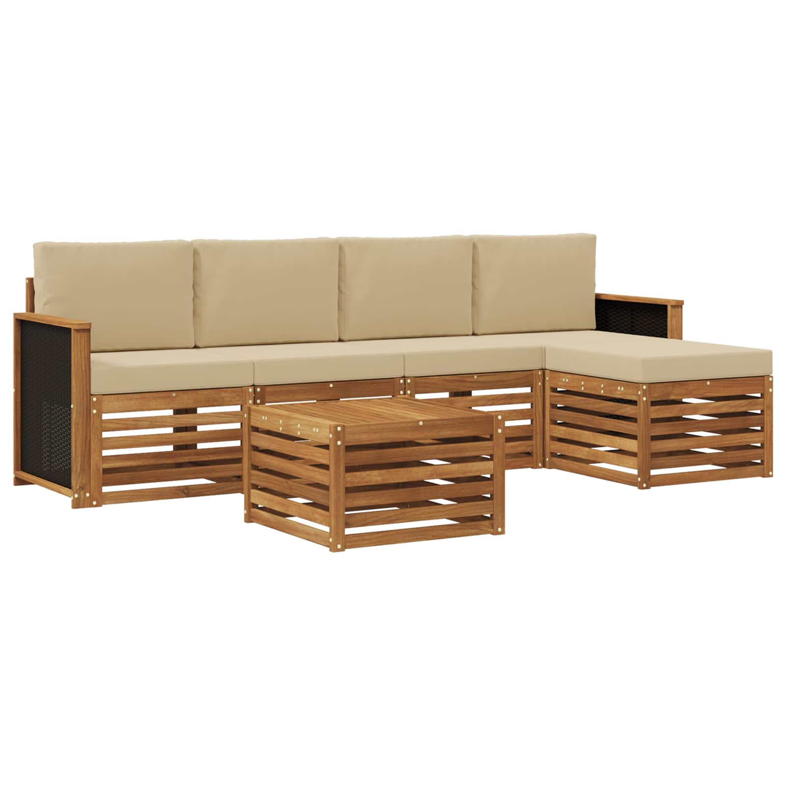 Buiten bankenset met kussen 6 pcs Natuurlijk en Beige is nu te koop bij PeponiXL, paradijselijk wonen!
