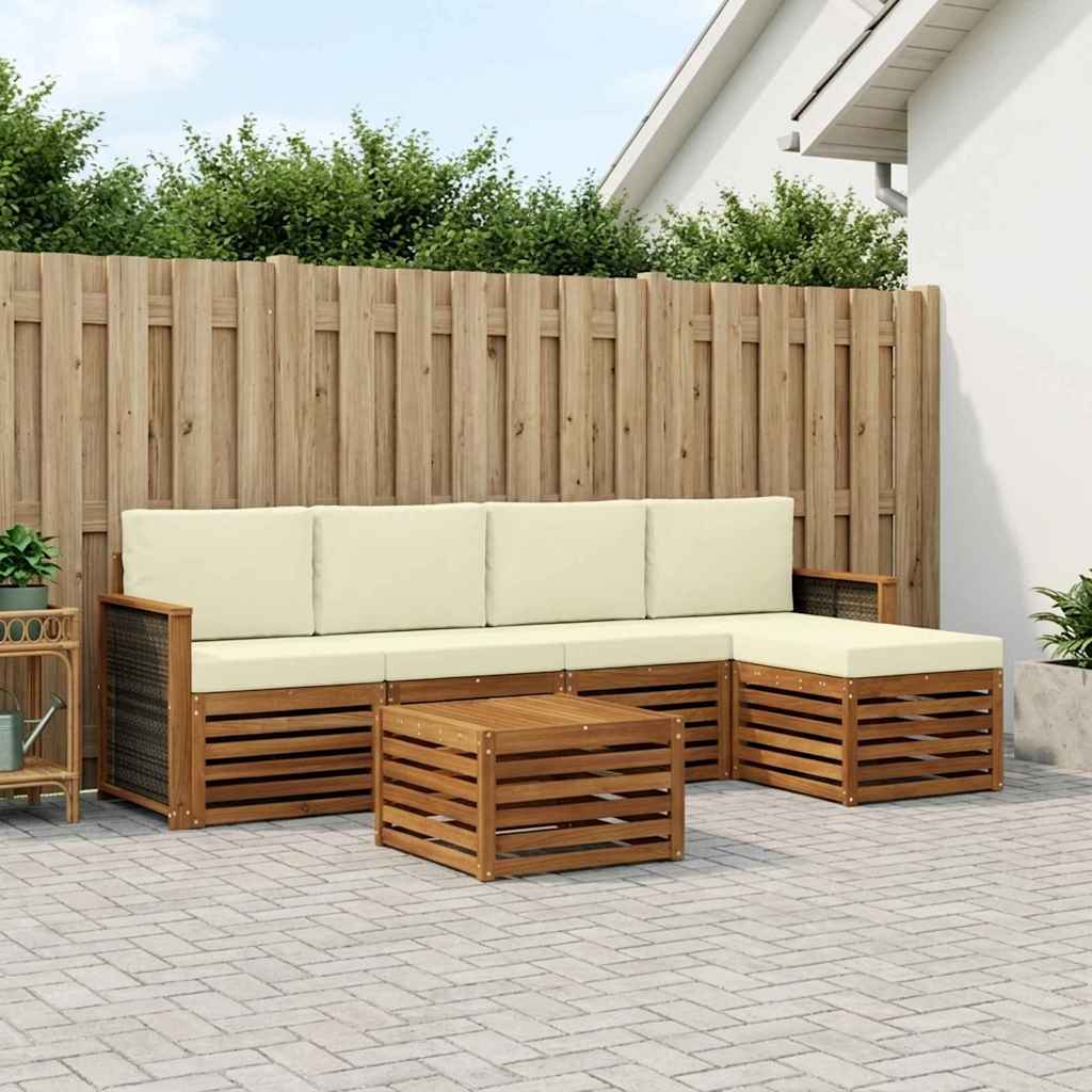 Buiten bankenset met kussen 6 pcs Natuurlijk en Crème is nu te koop bij PeponiXL, paradijselijk wonen!