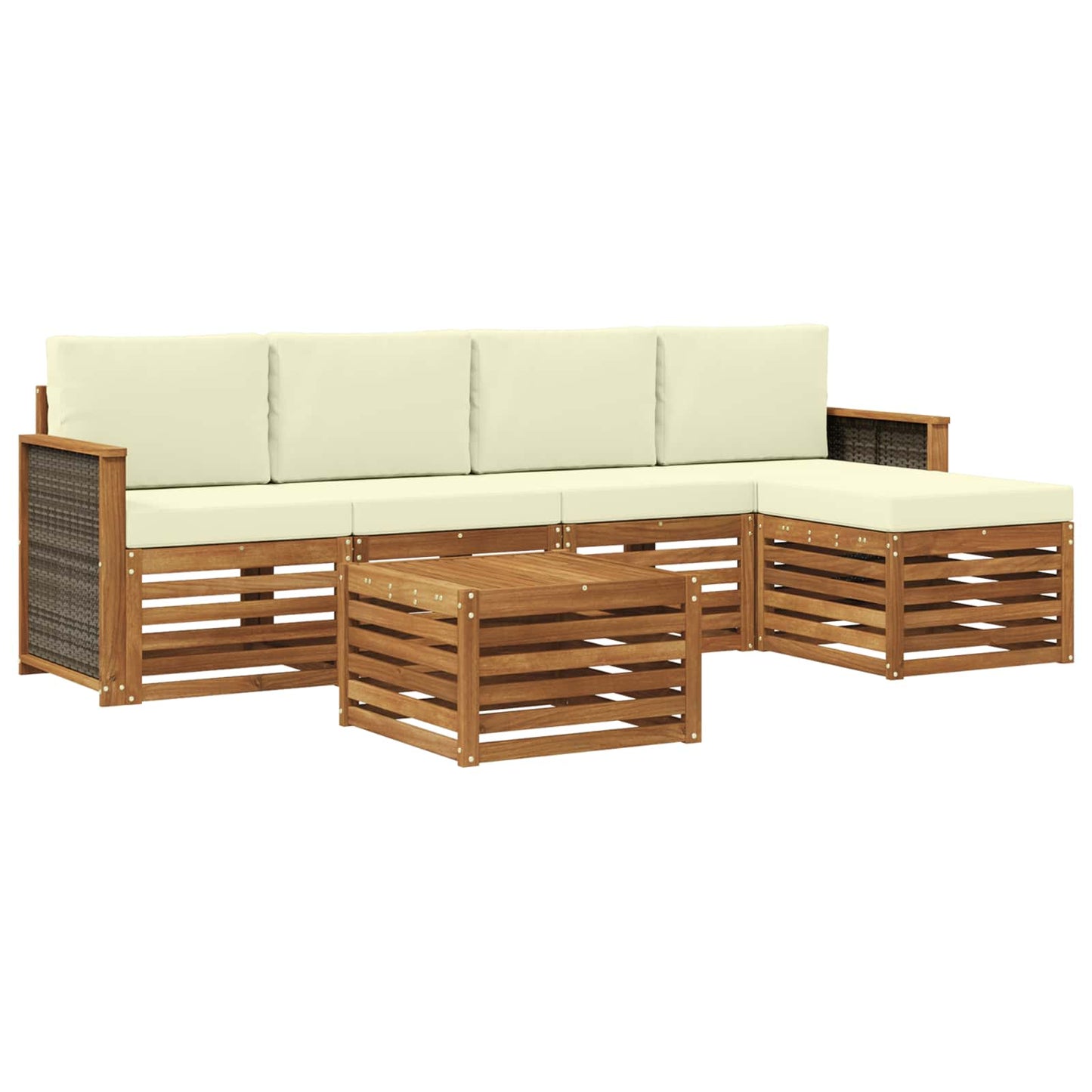 Buiten bankenset met kussen 6 pcs Natuurlijk en Crème is nu te koop bij PeponiXL, paradijselijk wonen!