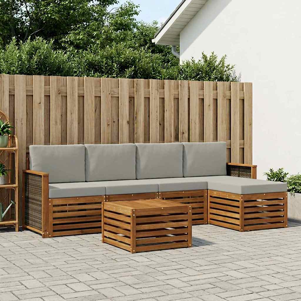 Buiten bankenset met kussen 6 pcs Naturel en lichtgrijs is nu te koop bij PeponiXL, paradijselijk wonen!