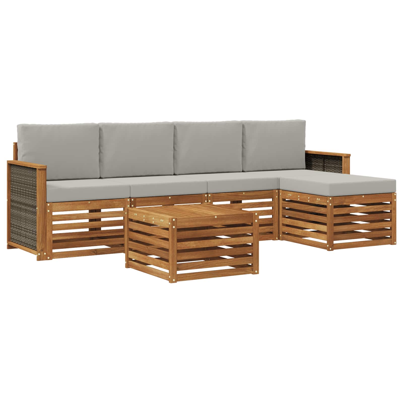 Buiten bankenset met kussen 6 pcs Naturel en lichtgrijs is nu te koop bij PeponiXL, paradijselijk wonen!