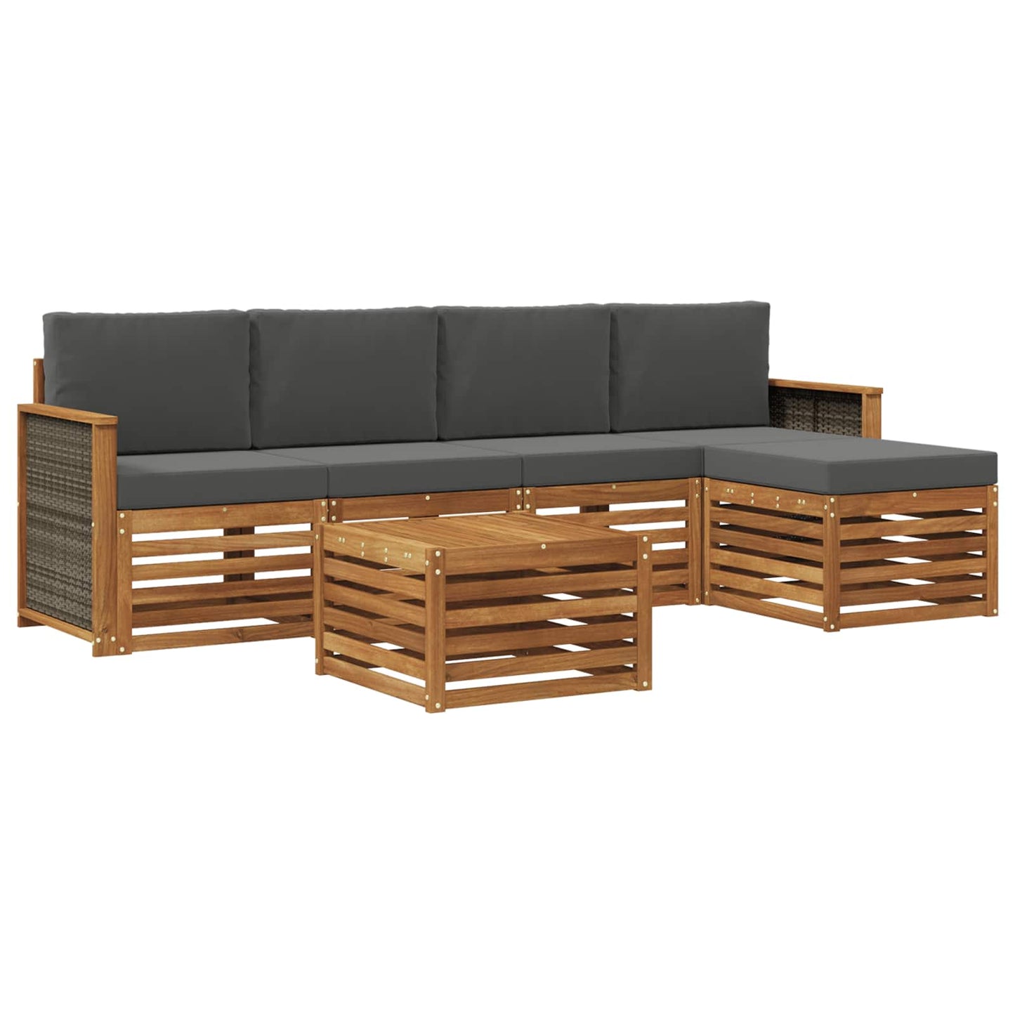 Buiten bankenset met kussen 6 pcs Natuurlijk en Antraciet is nu te koop bij PeponiXL, paradijselijk wonen!