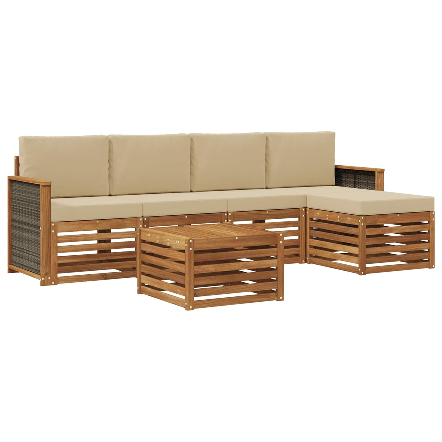 Buiten bankenset met kussen 6 pcs Natuurlijk en Beige is nu te koop bij PeponiXL, paradijselijk wonen!