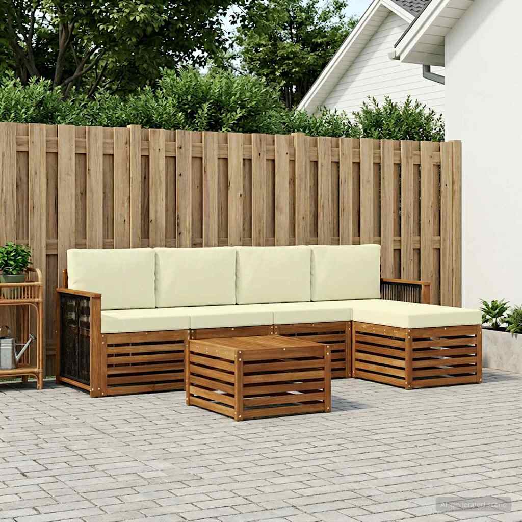 Buiten bankenset met kussen 6 pcs Natuurlijk en Crème is nu te koop bij PeponiXL, paradijselijk wonen!