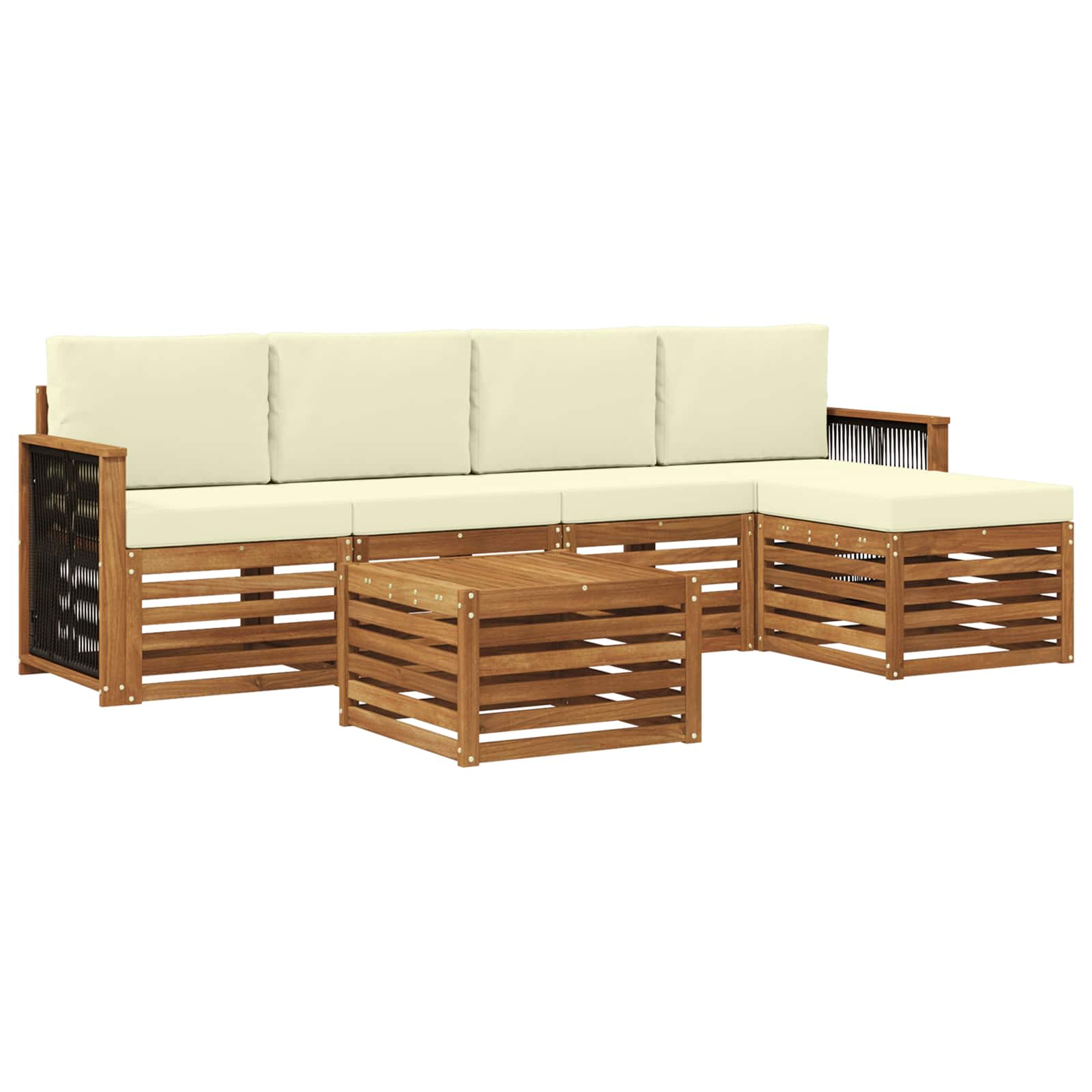 Buiten bankenset met kussen 6 pcs Natuurlijk en Crème is nu te koop bij PeponiXL, paradijselijk wonen!