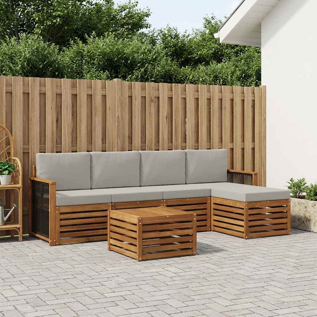 Buiten bankenset met kussen 6 pcs Naturel en lichtgrijs is nu te koop bij PeponiXL, paradijselijk wonen!