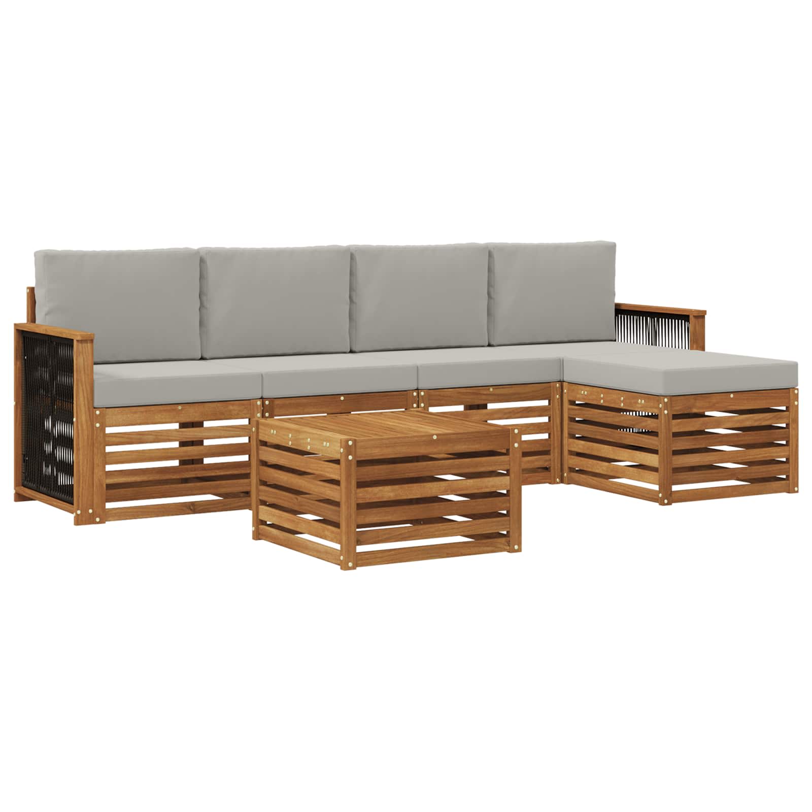 Buiten bankenset met kussen 6 pcs Naturel en lichtgrijs is nu te koop bij PeponiXL, paradijselijk wonen!