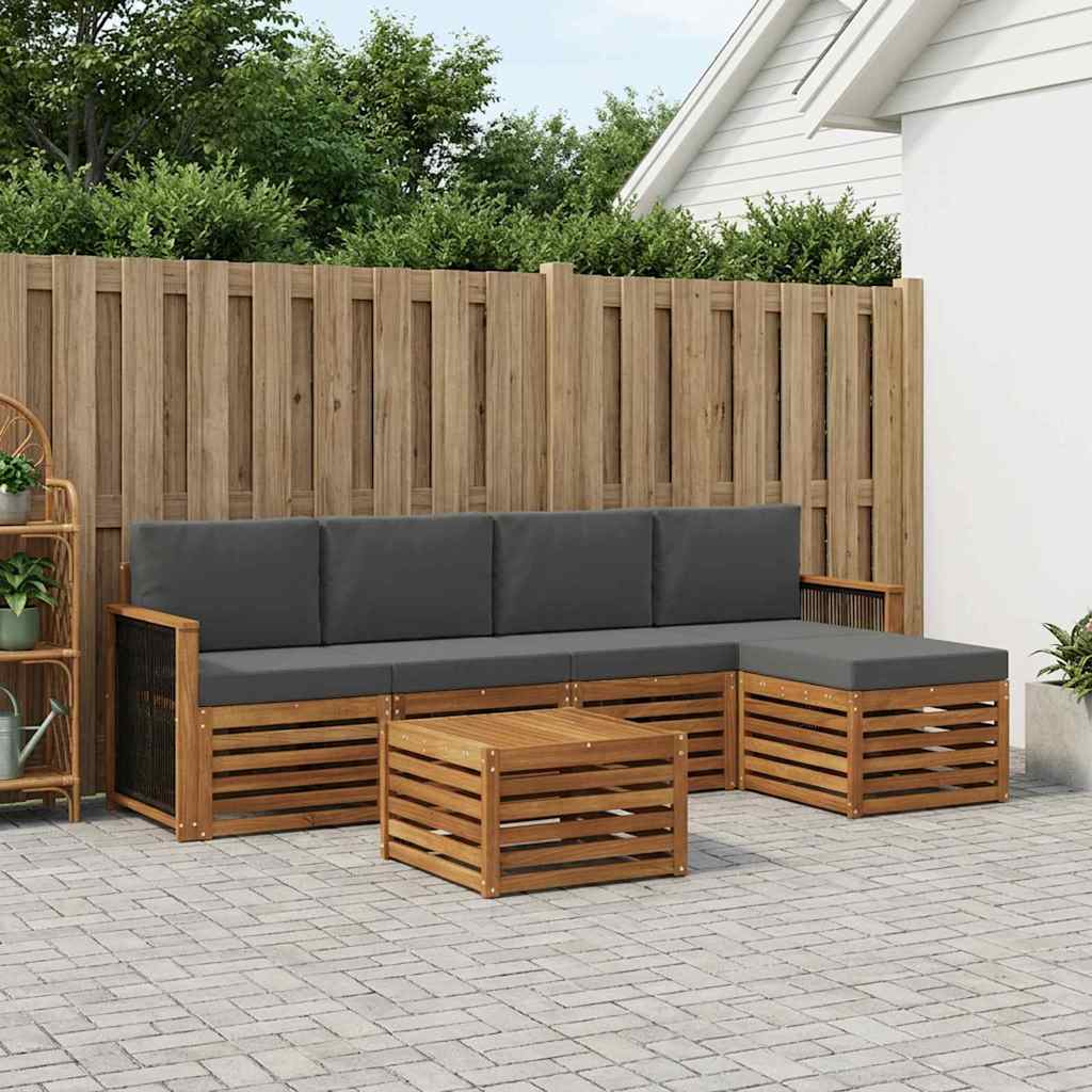 Buiten bankenset met kussen 6 pcs Natuurlijk en Antraciet is nu te koop bij PeponiXL, paradijselijk wonen!