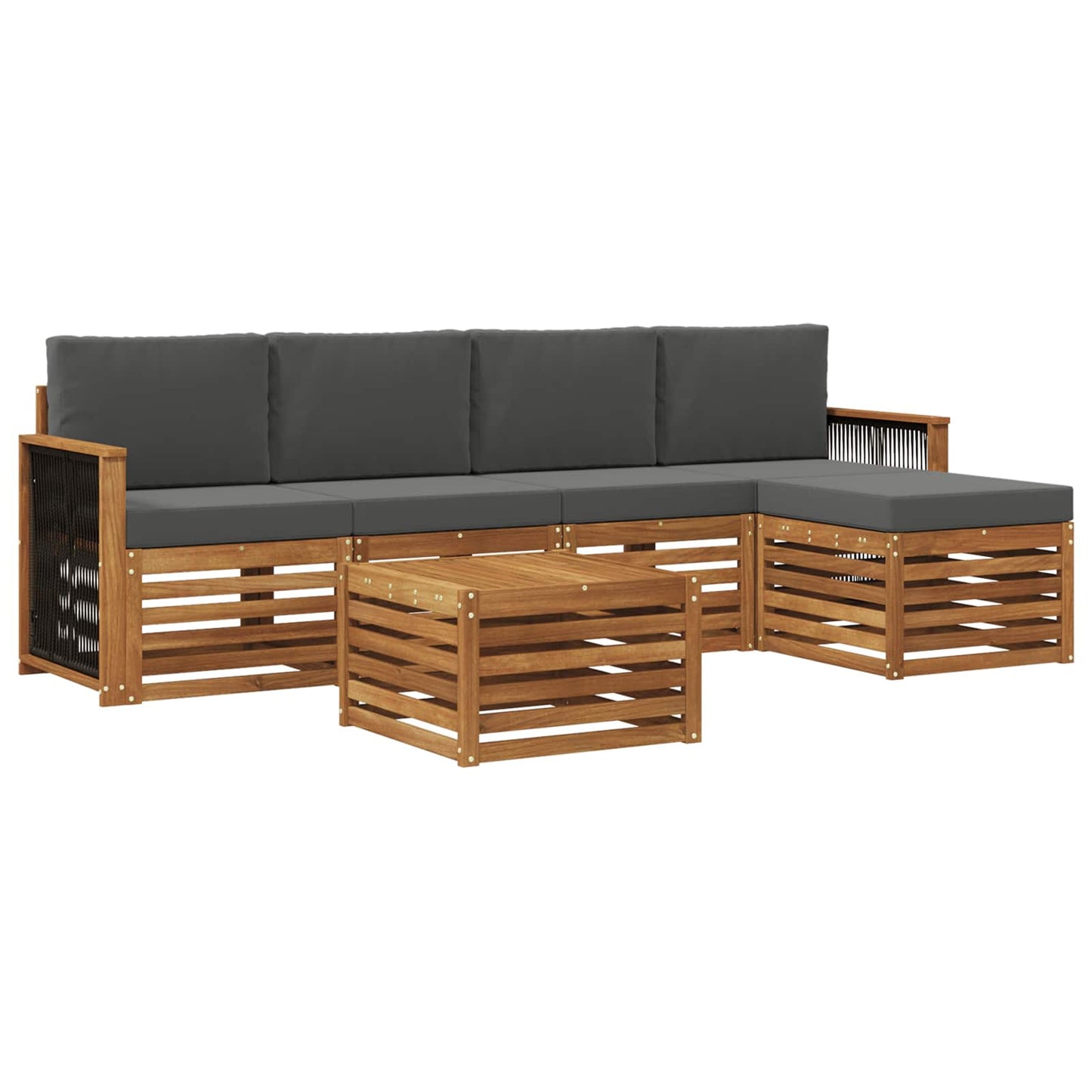Buiten bankenset met kussen 6 pcs Natuurlijk en Antraciet is nu te koop bij PeponiXL, paradijselijk wonen!