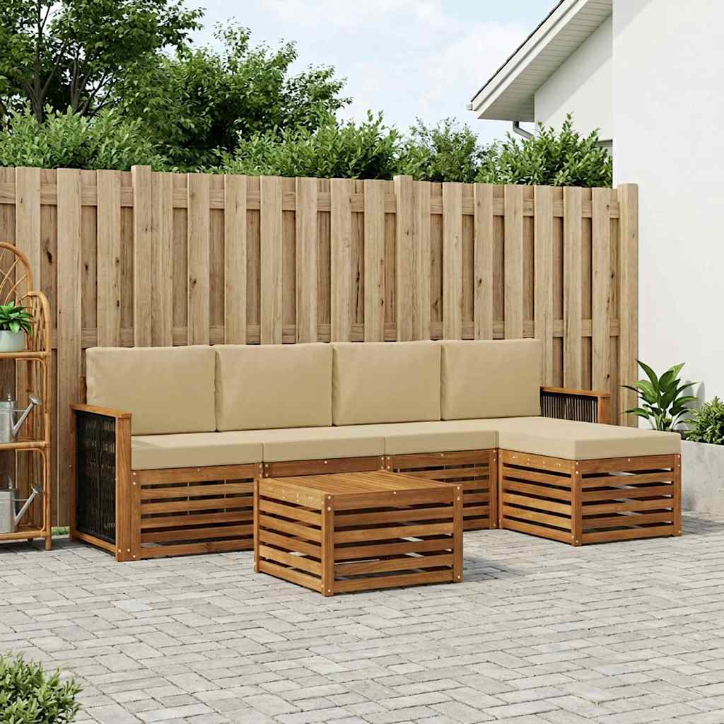 Buiten bankenset met kussen 6 pcs Natuurlijk en Beige is nu te koop bij PeponiXL, paradijselijk wonen!