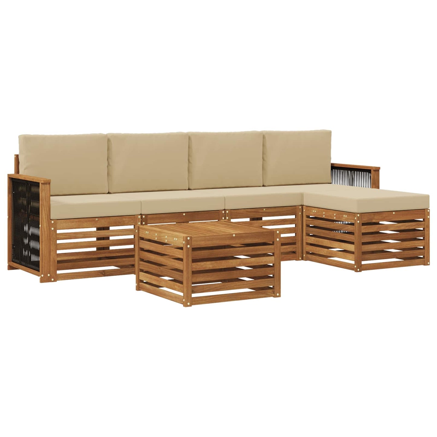 Buiten bankenset met kussen 6 pcs Natuurlijk en Beige is nu te koop bij PeponiXL, paradijselijk wonen!