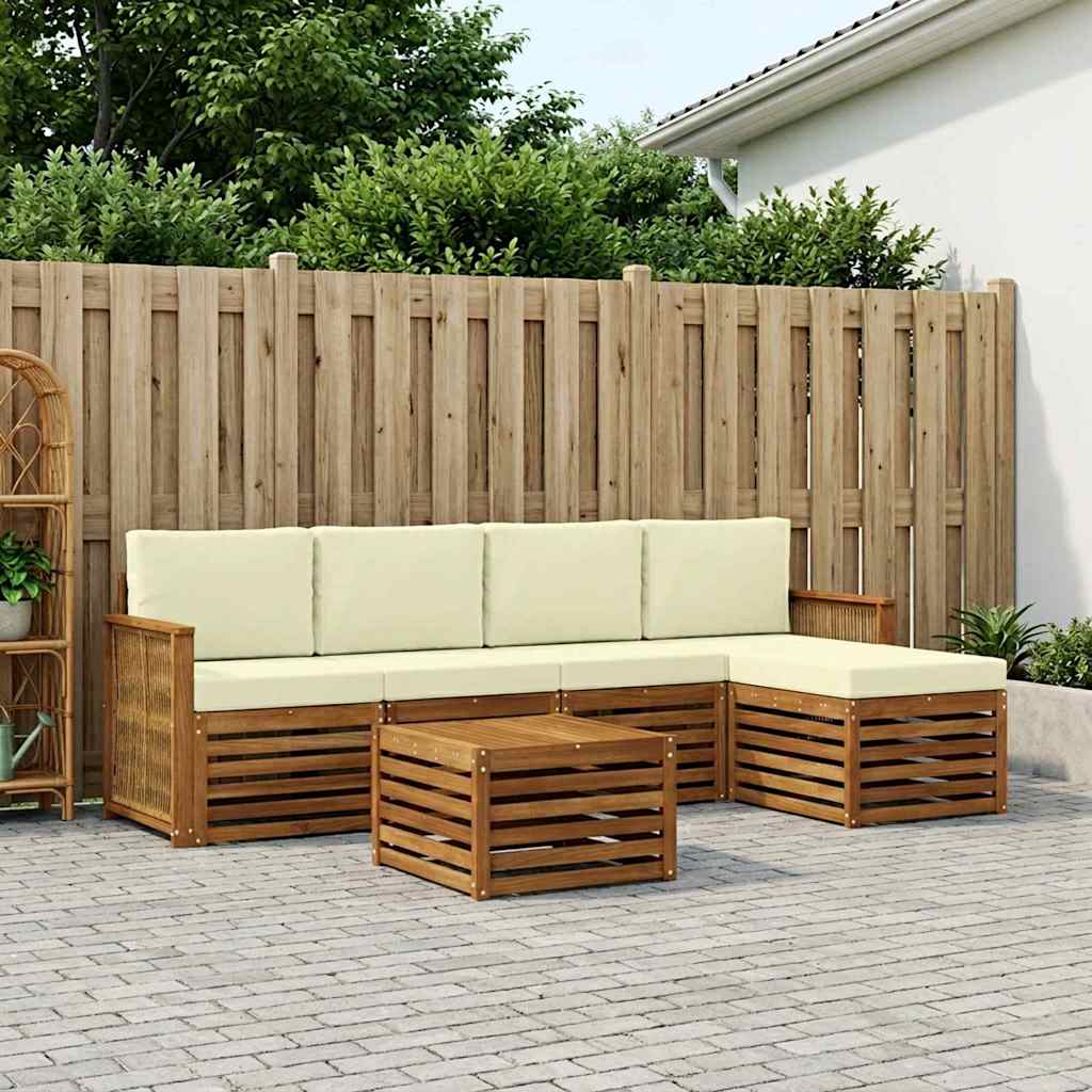Buiten bankenset met kussen 6 pcs Natuurlijk en Crème is nu te koop bij PeponiXL, paradijselijk wonen!