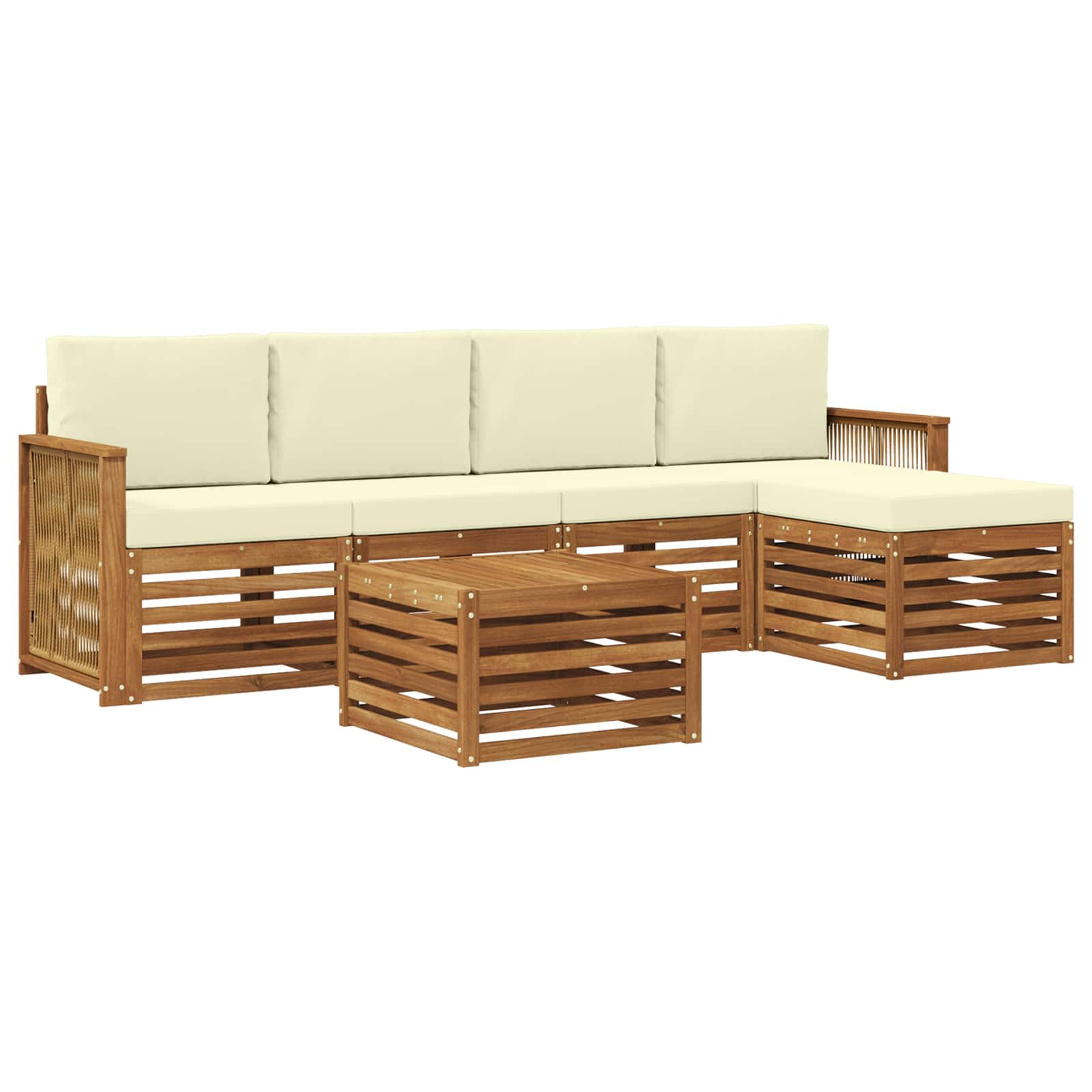 Buiten bankenset met kussen 6 pcs Natuurlijk en Crème is nu te koop bij PeponiXL, paradijselijk wonen!
