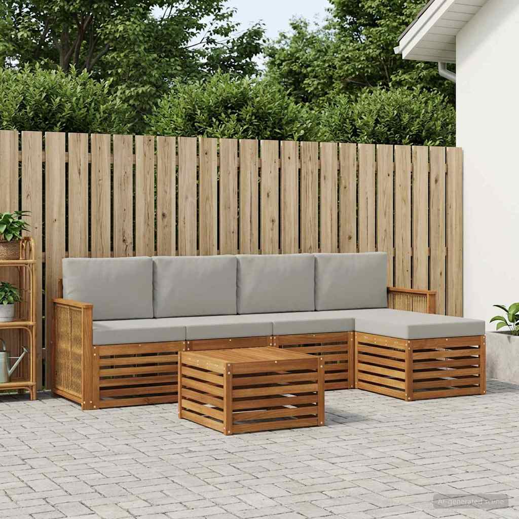 Buiten bankenset met kussen 6 pcs Naturel en lichtgrijs is nu te koop bij PeponiXL, paradijselijk wonen!