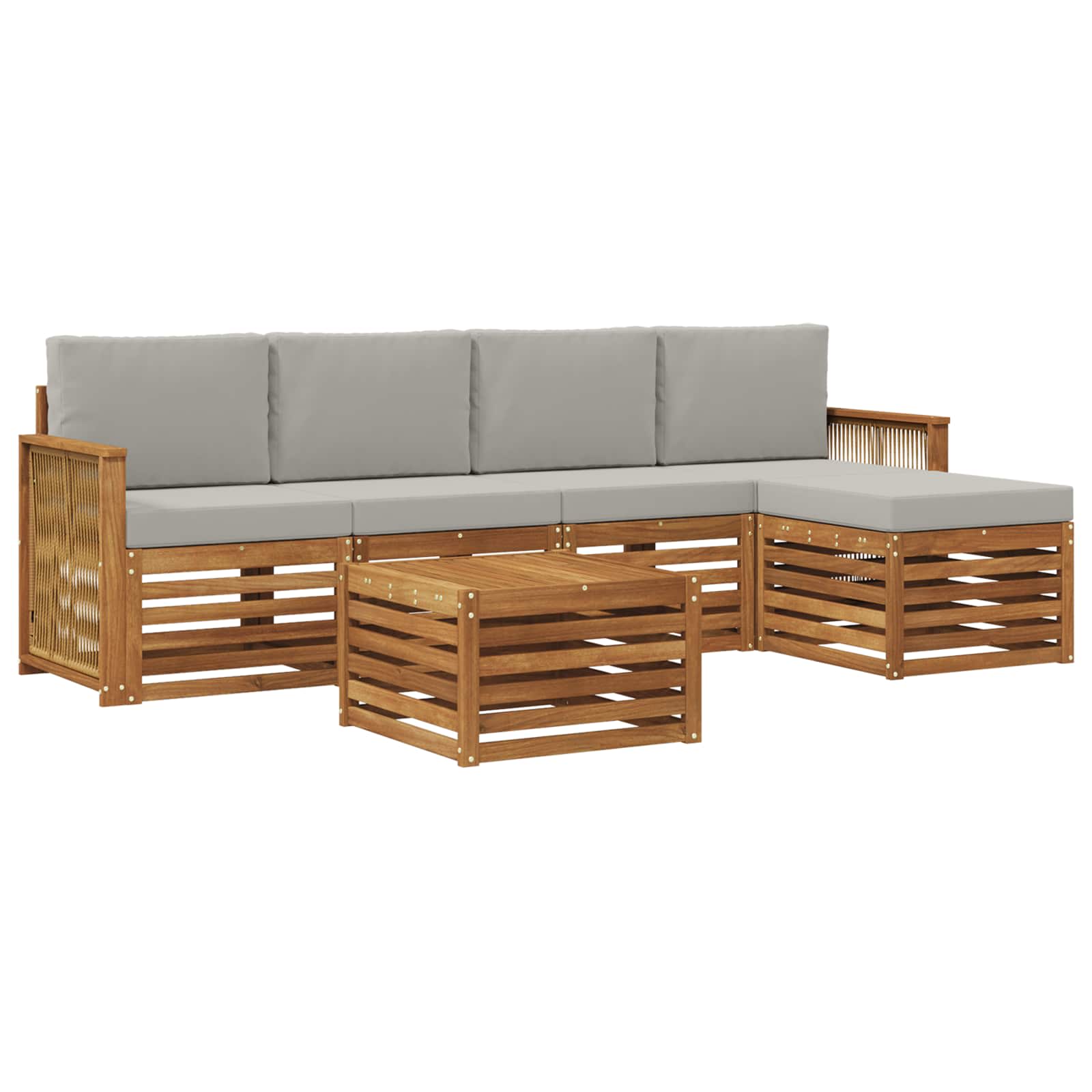 Buiten bankenset met kussen 6 pcs Naturel en lichtgrijs is nu te koop bij PeponiXL, paradijselijk wonen!