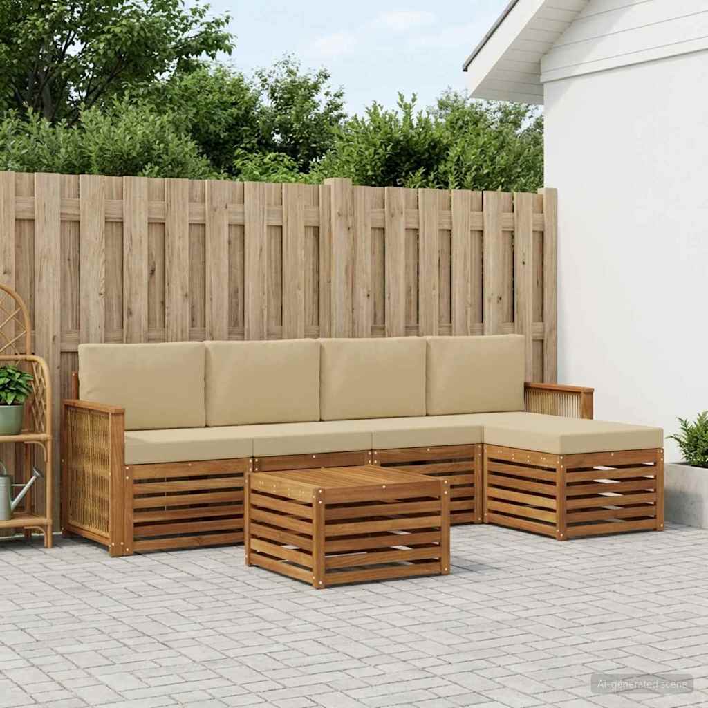Buiten bankenset met kussen 6 pcs Natuurlijk en Beige is nu te koop bij PeponiXL, paradijselijk wonen!