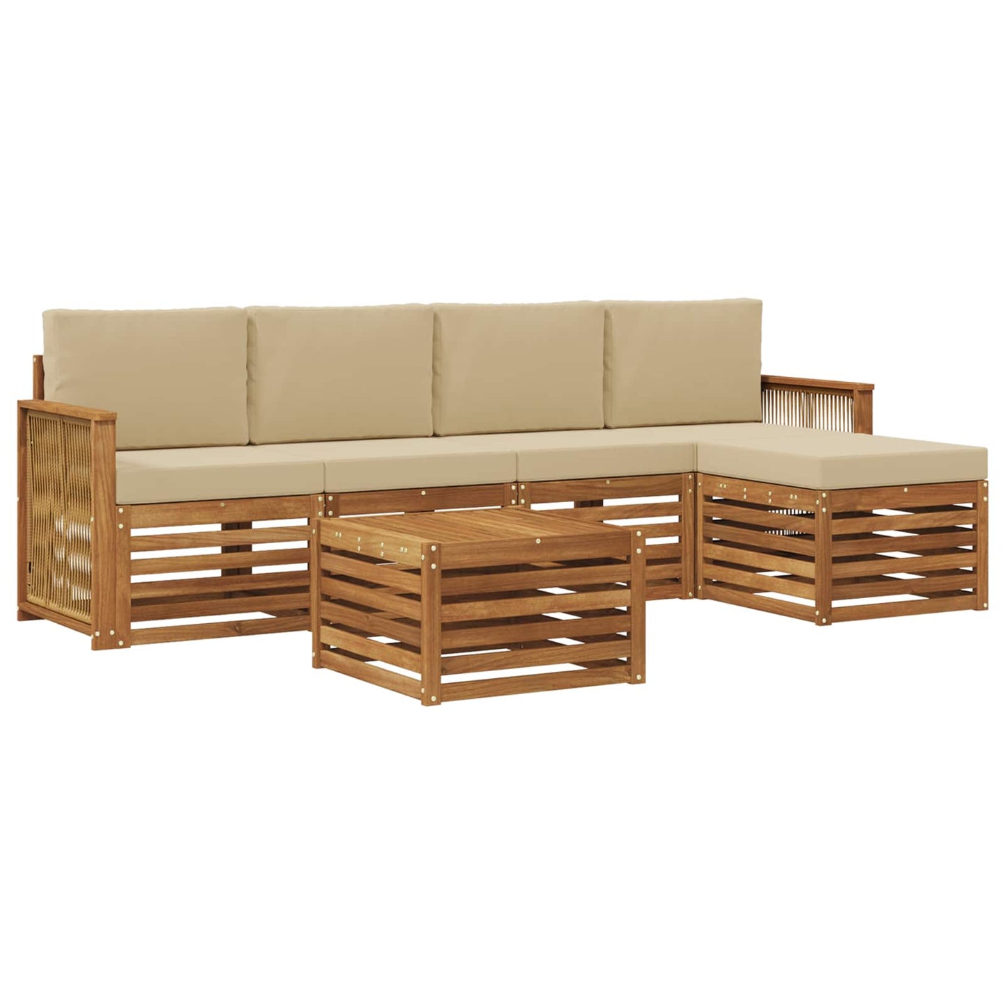 Buiten bankenset met kussen 6 pcs Natuurlijk en Beige is nu te koop bij PeponiXL, paradijselijk wonen!