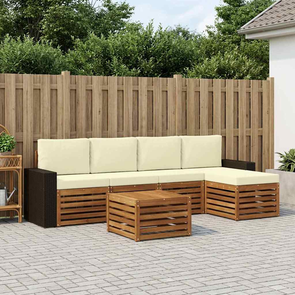 Buiten bankenset met kussen 6 pcs Natuurlijk en Crème is nu te koop bij PeponiXL, paradijselijk wonen!