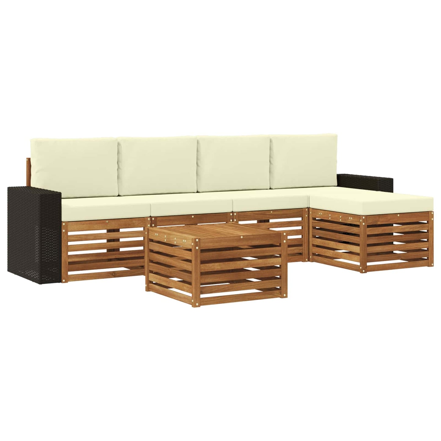 Buiten bankenset met kussen 6 pcs Natuurlijk en Crème is nu te koop bij PeponiXL, paradijselijk wonen!