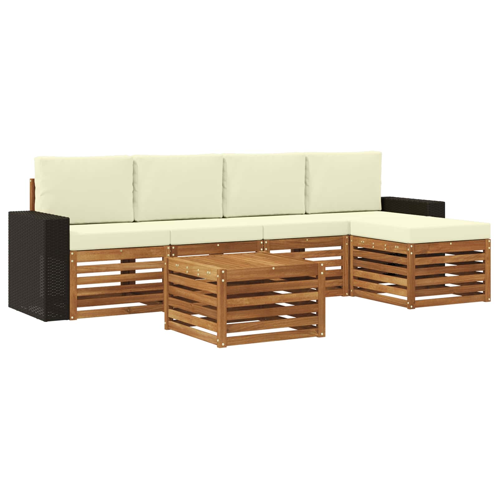 Buiten bankenset met kussen 6 pcs Natuurlijk en Crème is nu te koop bij PeponiXL, paradijselijk wonen!