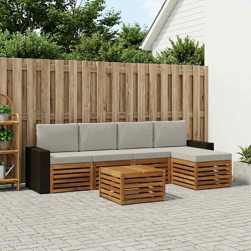 Buiten bankenset met kussen 6 pcs Naturel en lichtgrijs is nu te koop bij PeponiXL, paradijselijk wonen!