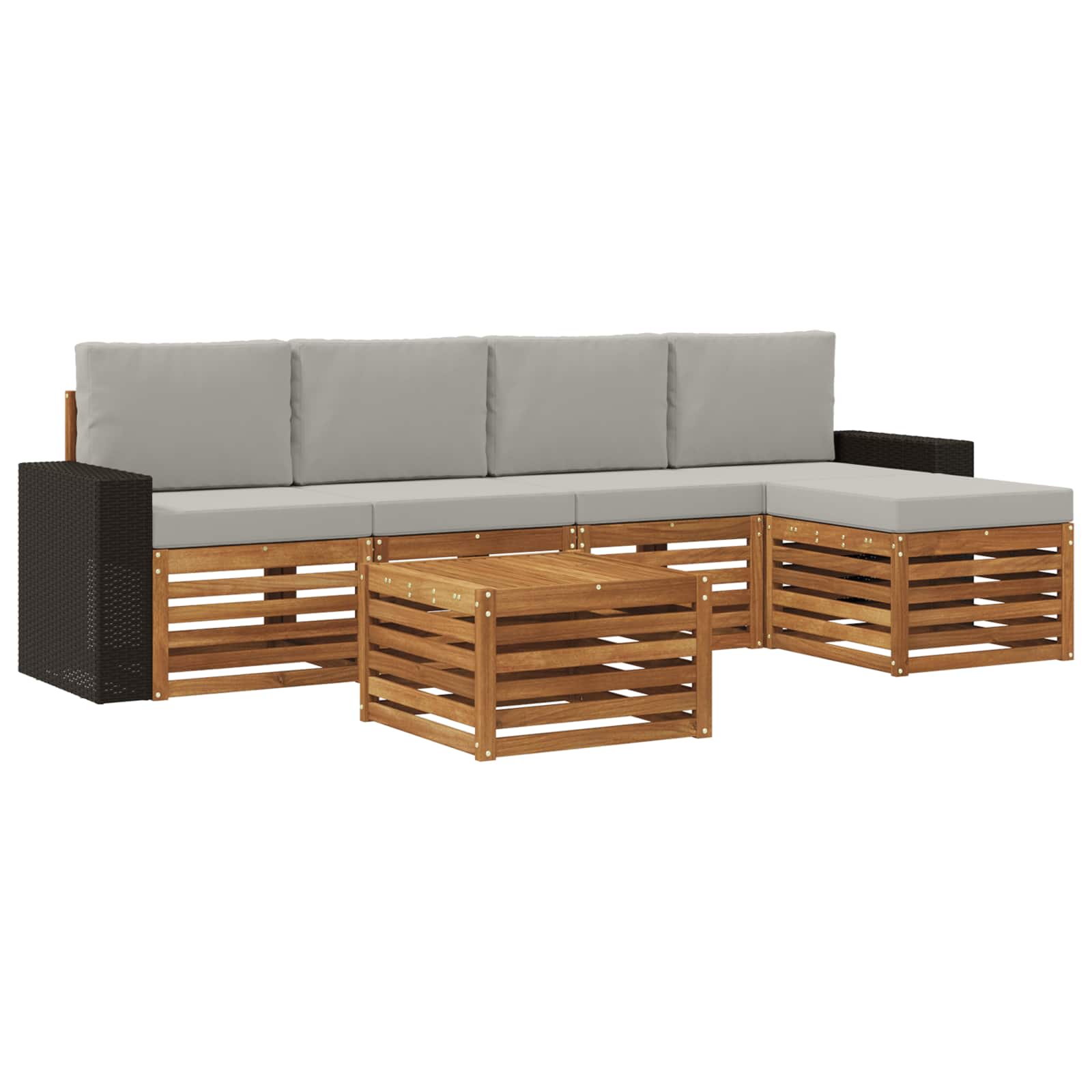 Buiten bankenset met kussen 6 pcs Naturel en lichtgrijs is nu te koop bij PeponiXL, paradijselijk wonen!