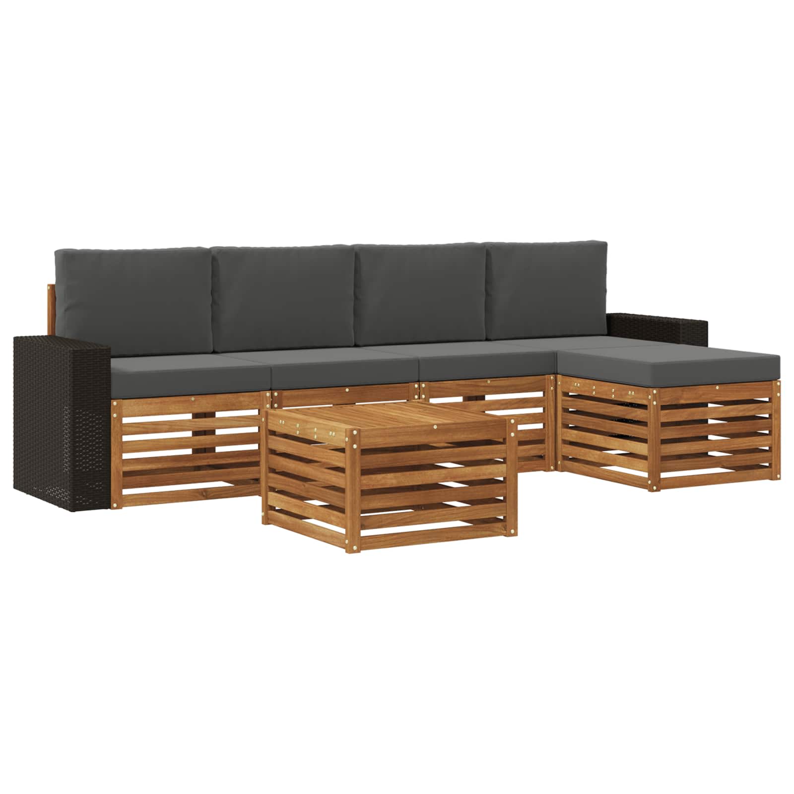 Buiten bankenset met kussen 6 pcs Natuurlijk en Antraciet is nu te koop bij PeponiXL, paradijselijk wonen!