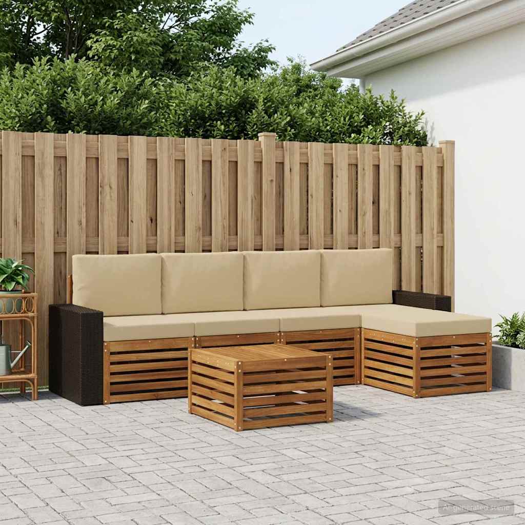 Buiten bankenset met kussen 6 pcs Natuurlijk en Beige is nu te koop bij PeponiXL, paradijselijk wonen!
