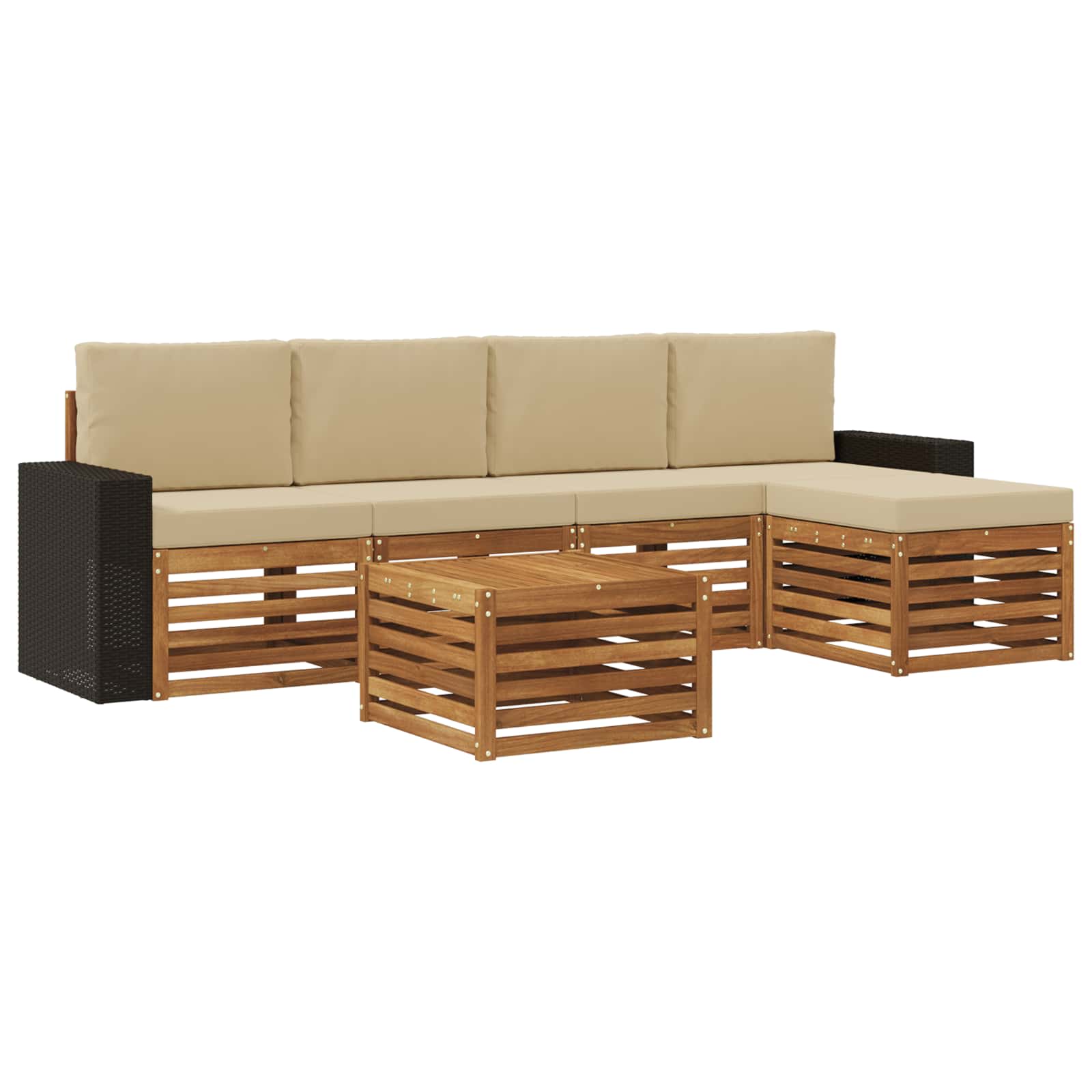 Buiten bankenset met kussen 6 pcs Natuurlijk en Beige is nu te koop bij PeponiXL, paradijselijk wonen!