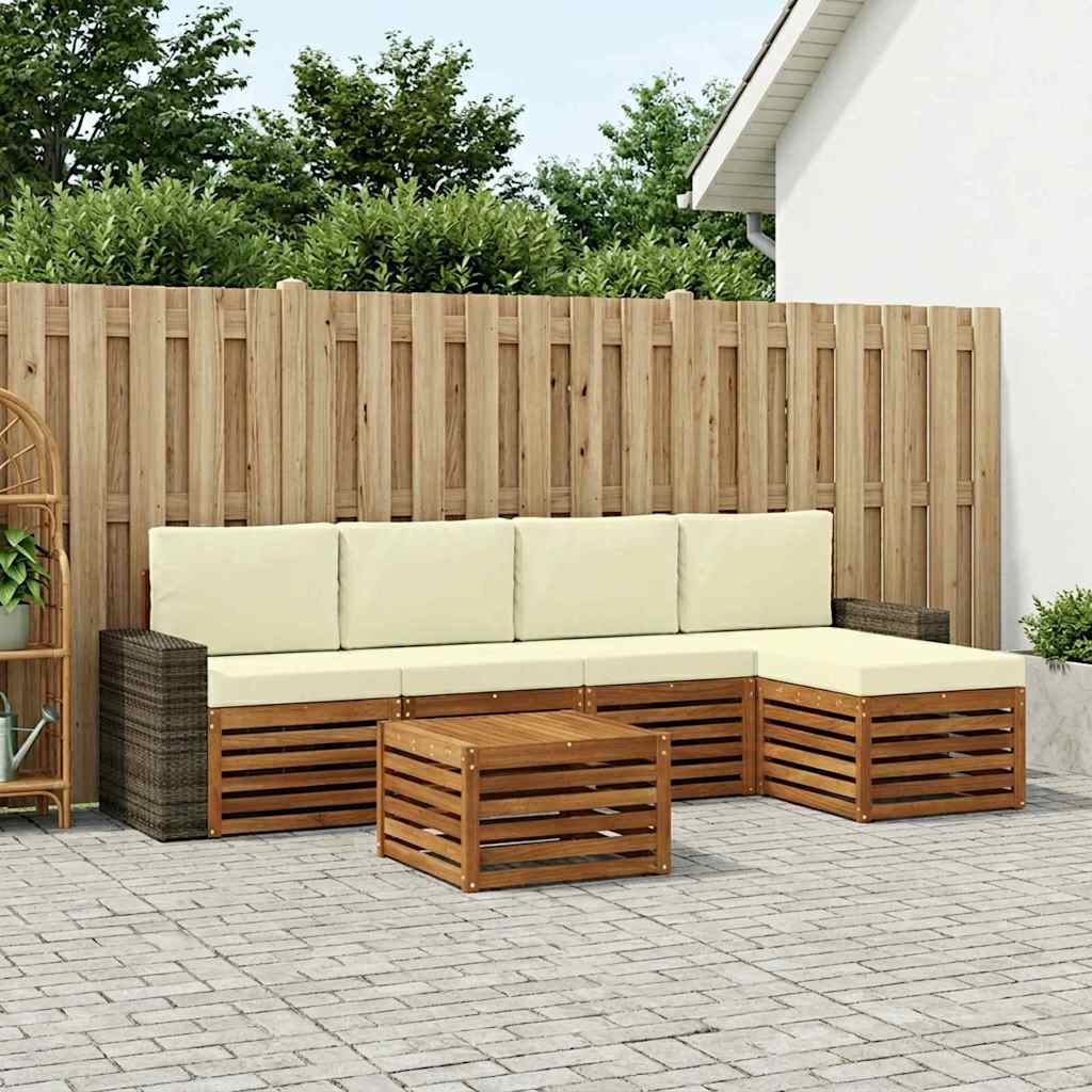 Buiten bankenset met kussen 6 pcs Natuurlijk en Crème is nu te koop bij PeponiXL, paradijselijk wonen!