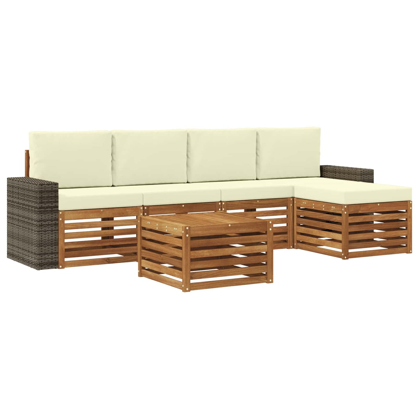 Buiten bankenset met kussen 6 pcs Natuurlijk en Crème is nu te koop bij PeponiXL, paradijselijk wonen!